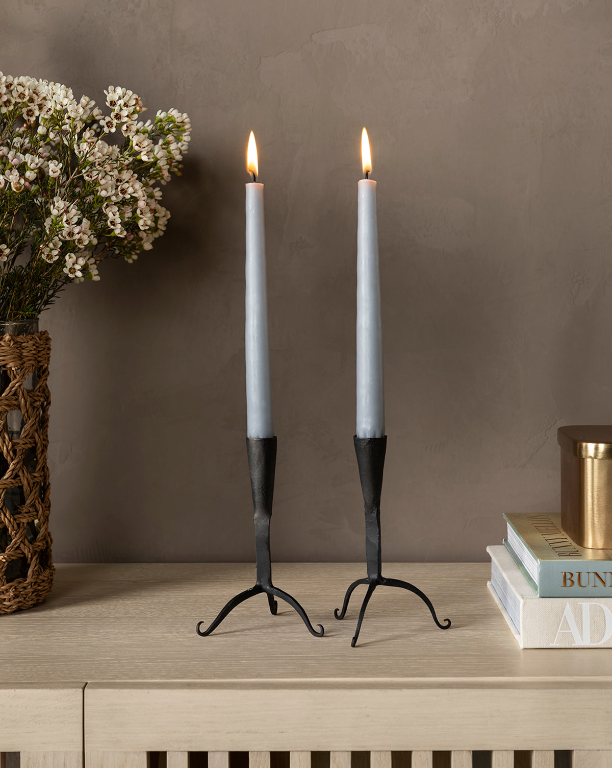 Light Gray Taper Candles (Set of 12)