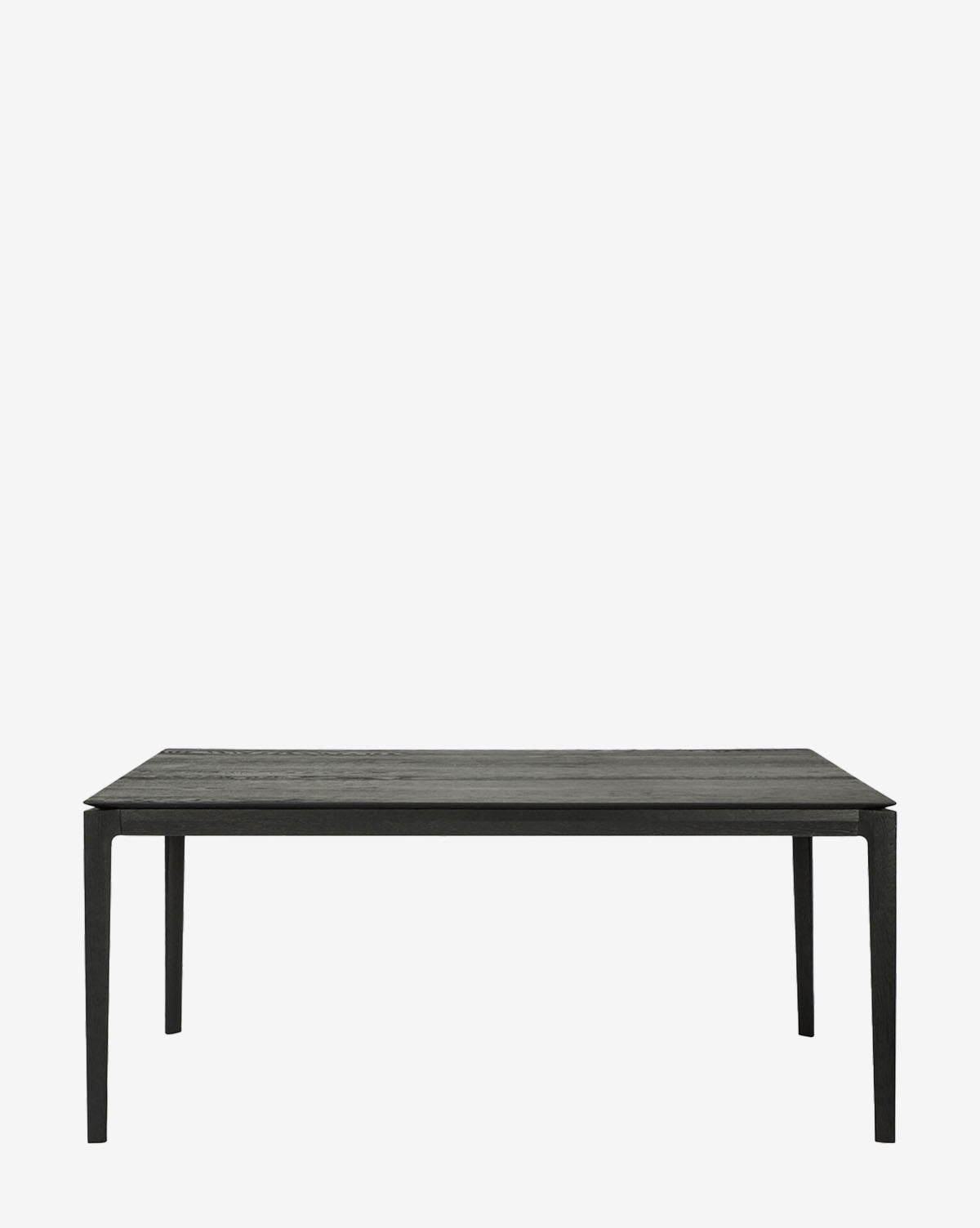 The Alec Dining Table boasts a minimalist rectangular black design with four straight legs and sturdy construction, ideal for modern dining rooms, by McGee & Co. Shown against a plain white background.