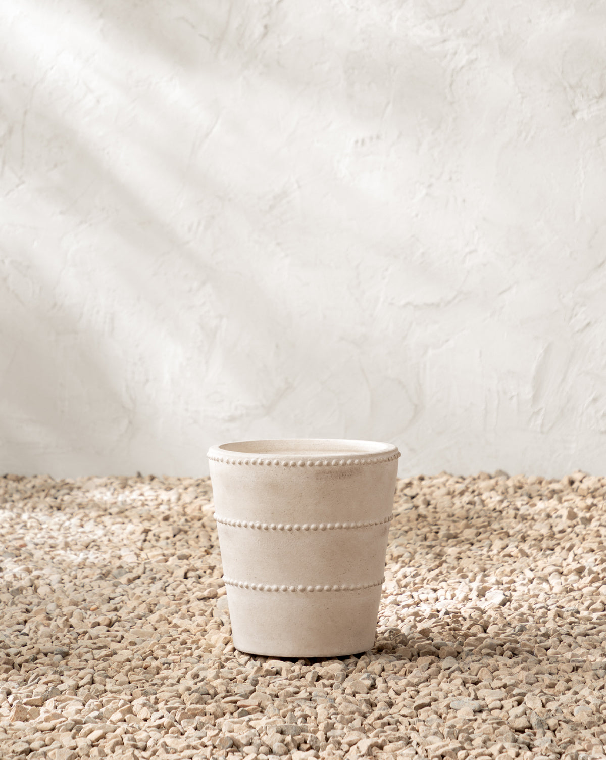 Large Allston Planter with aged terracotta texture, in distressed white, from Vendixs
