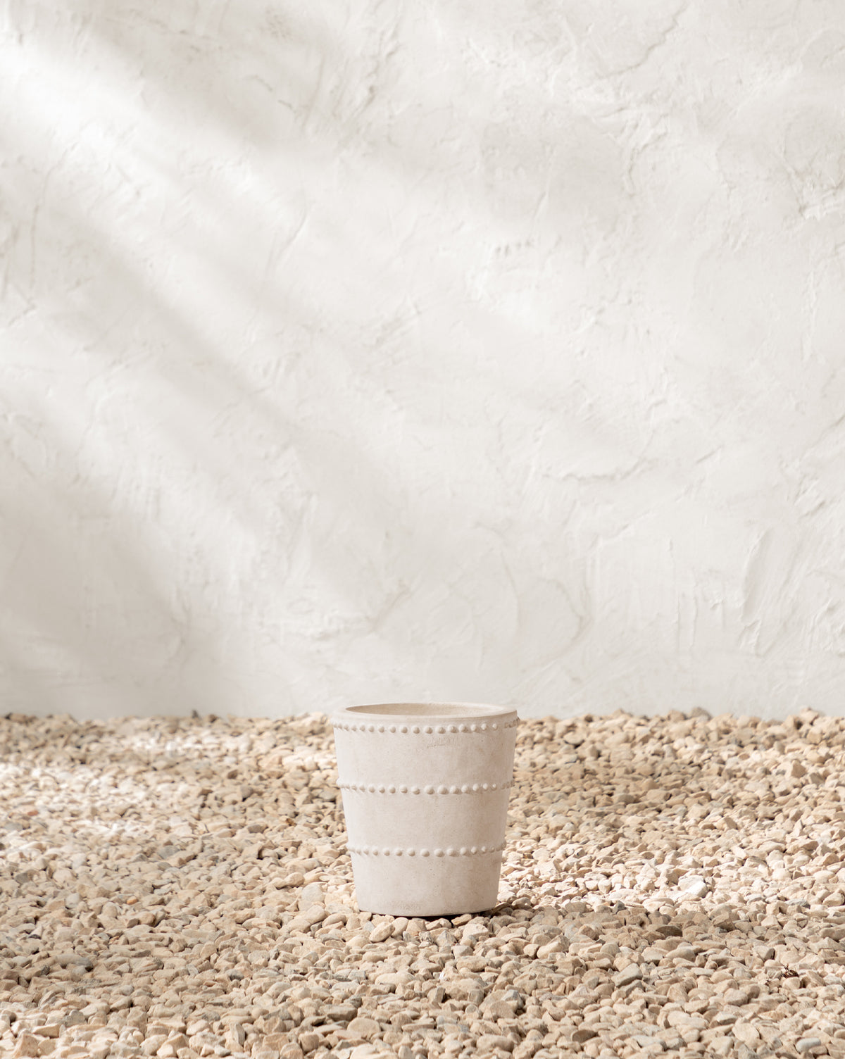 Small Allston Planter in distressed white terracotta, standalone product view, from Vendixs