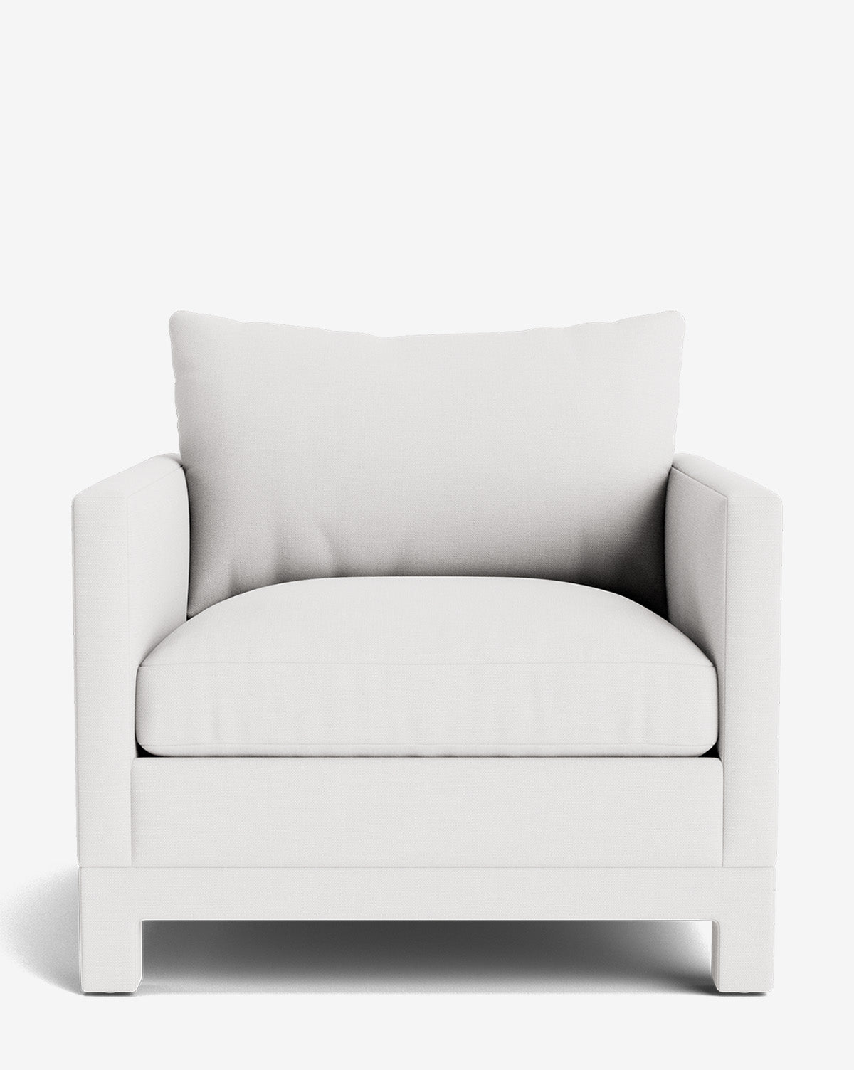 The Appoline Lounge Chair, a modern oversized white armchair from our Upholstery Collection, features a plush back cushion and wide armrests, displayed on a plain white background by McGee & Co.