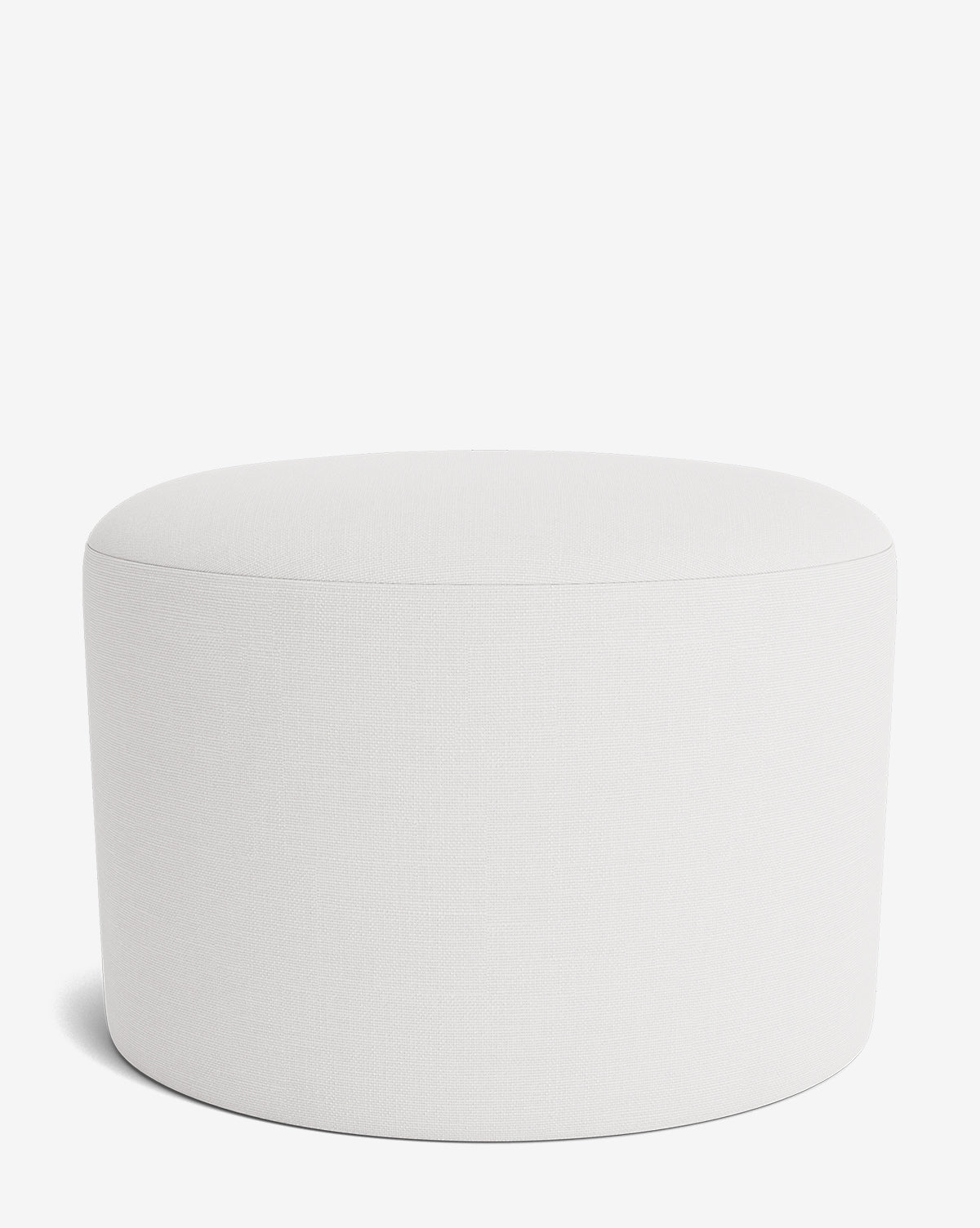 The Makerspalm Bellamy Ottoman features a round, white, seamless design, making it a versatile accent that enhances any modern space. Vendixs