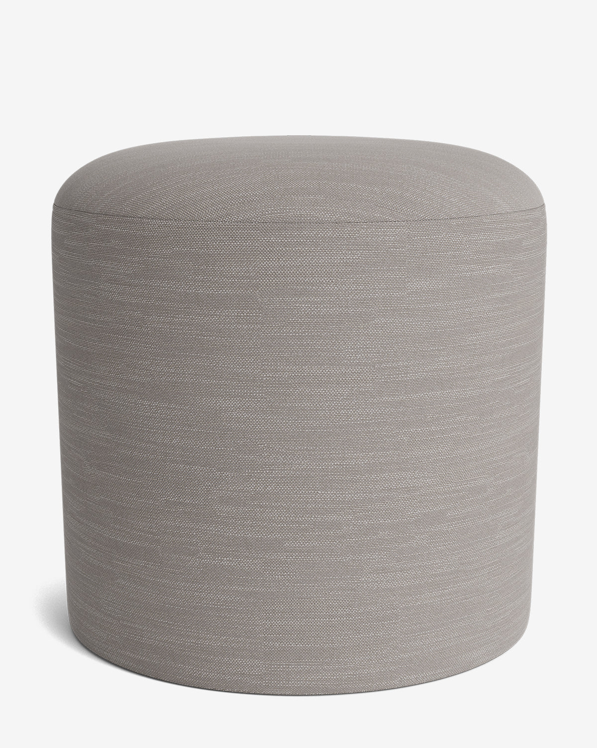 The Makerspalm Bellamy Ottoman is a round, light gray fabric piece with no visible legs, shown on a plain white background—an elegant and versatile addition to any living space from Vendixs