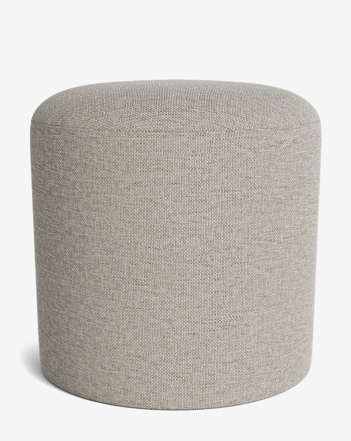 The Makerspalm Bellamy Ottoman is round, light gray, and legless with a smooth, simple design—ideal as a versatile accent for any modern space. Vendixs