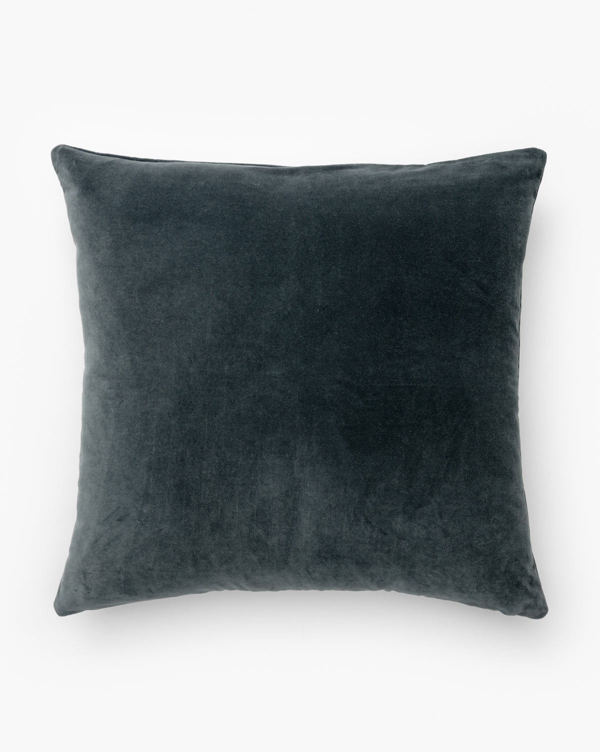 A square, dark gray Bellevue Velvet Pillow Cover with a soft blue stone-washed texture by Vendixs
