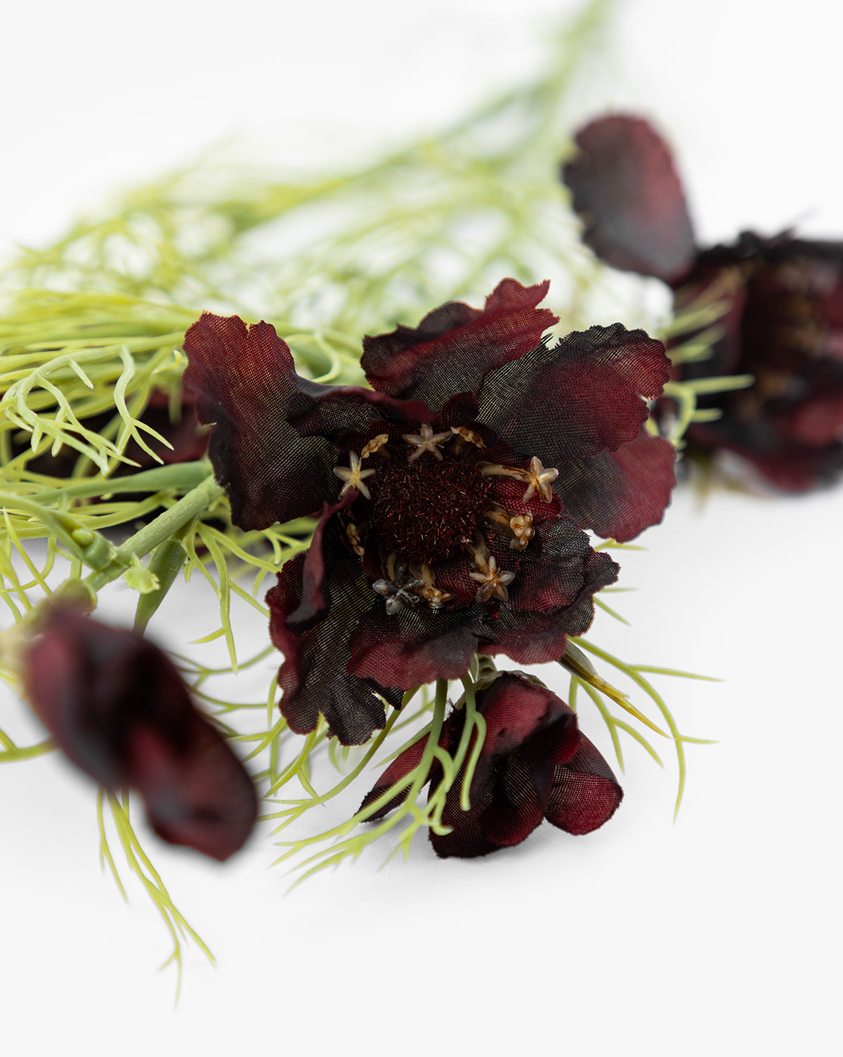 A close-up of the Burgundy Cosmos Stem, a stunning artificial flower ideal for enhancing your home decor, by Vendixs