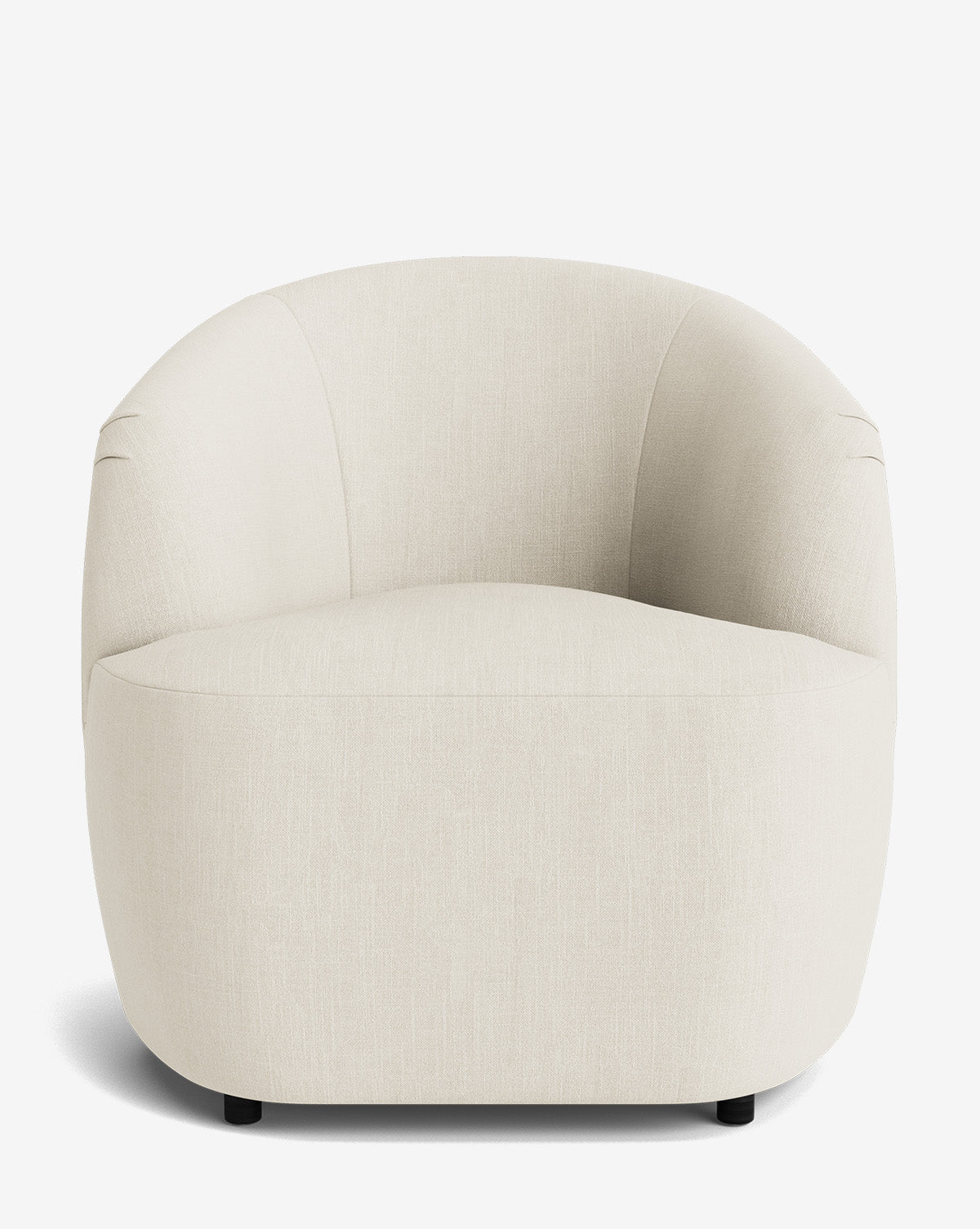 The Byron Chair is a modern, cream-colored chair with a curved back and upholstered seat, shown from the front against a plain white background, by McGee & Co.