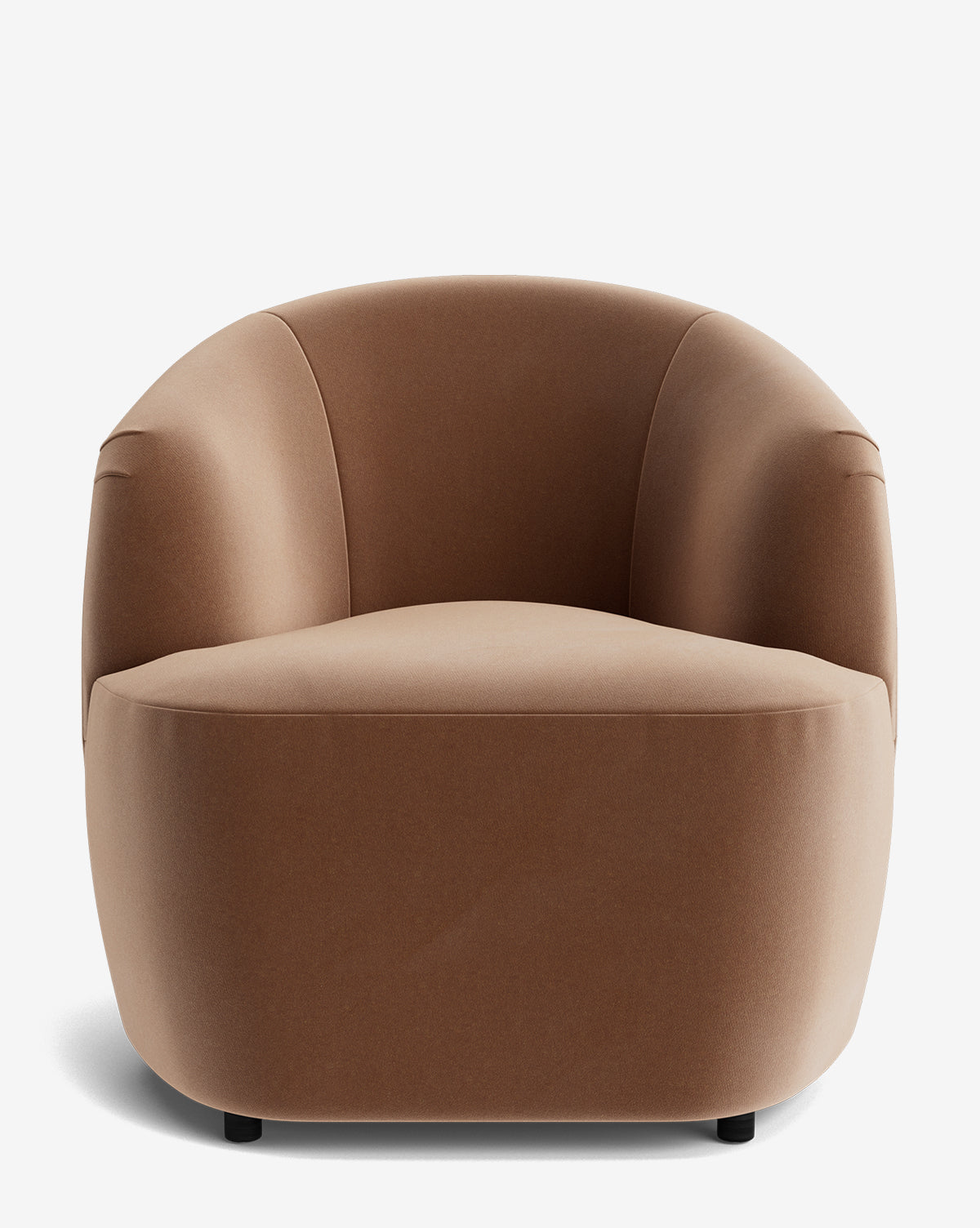The Byron Chair, shown from the front against a plain white background, features a modern, minimalist design with smooth seamless lines and a curved back for comfort and contemporary style, by McGee & Co.