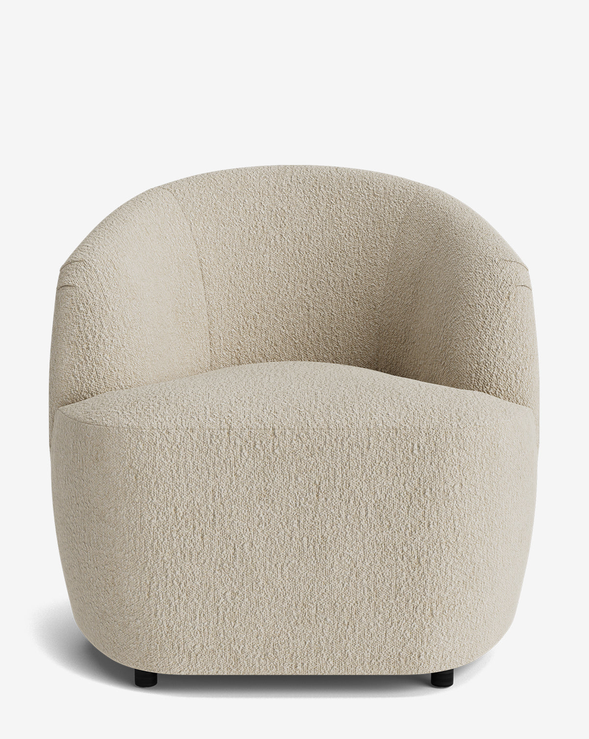 The Byron Chair features a modern curved back and wide seat, upholstered in textured light beige fabric, shown from the front against a plain white background by McGee & Co.