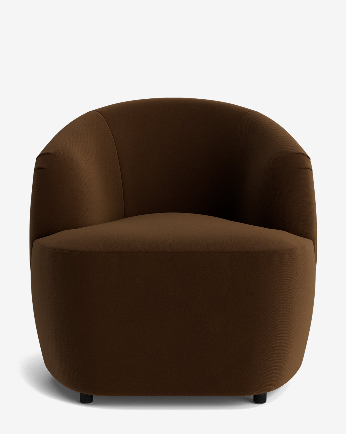The Byron Chair features a modern, minimalist design with a curved back and seat, upholstered in smooth custom fabric, shown against a plain white background by McGee & Co.