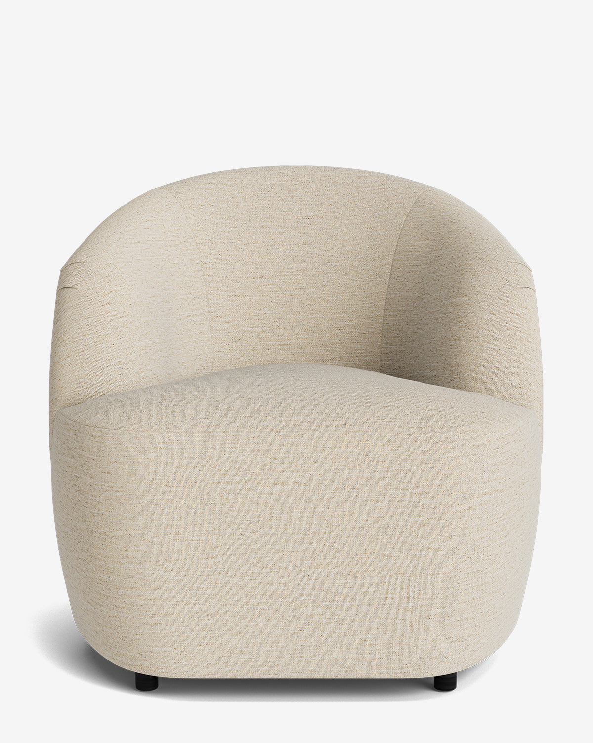 The Byron Chair is a modern chair with a curved back, rounded edges, and cream custom fabric, displayed against a plain white background by McGee & Co.