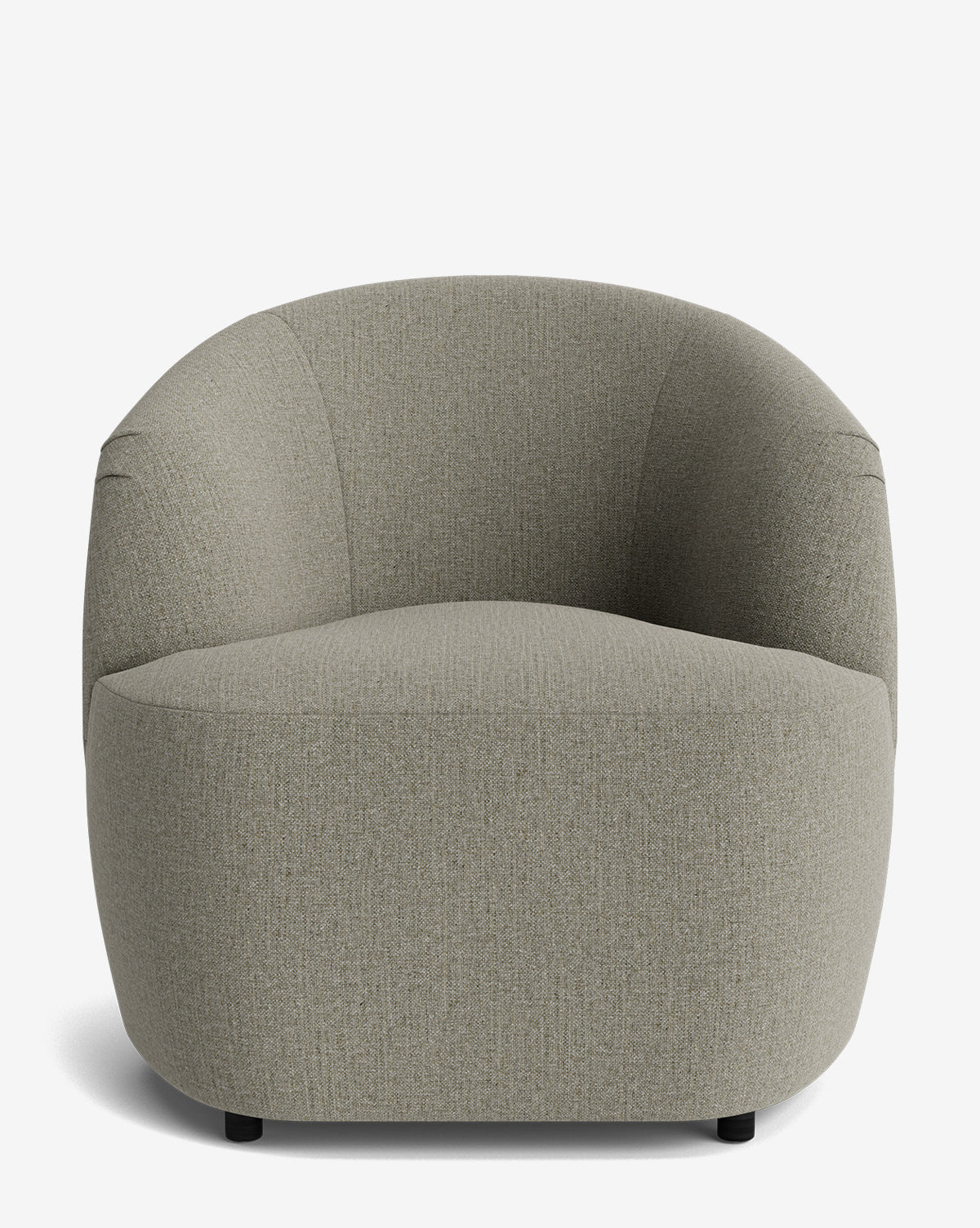 The Byron Chair in light gray custom fabric features a rounded, curved back and seamless design, shown against a plain white background by McGee & Co.