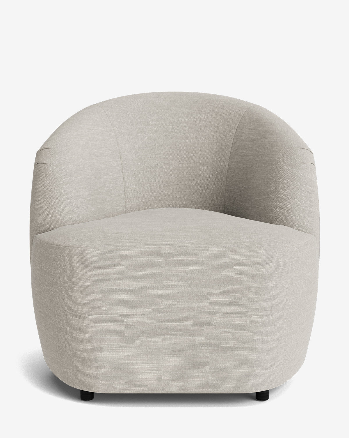 The Byron Chair is a modern, light beige chair with a curved back and rounded seat, upholstered in smooth fabric, by McGee & Co.