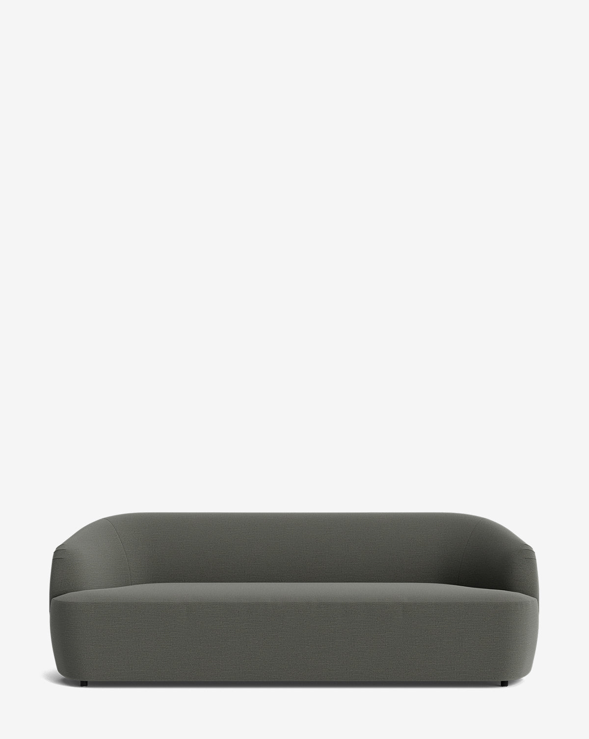 The Makerspalm Byron Sofa 96 features a minimalist, modern design in dark gray with a low backrest and rounded edges, displayed against a plain white background. Vendixs