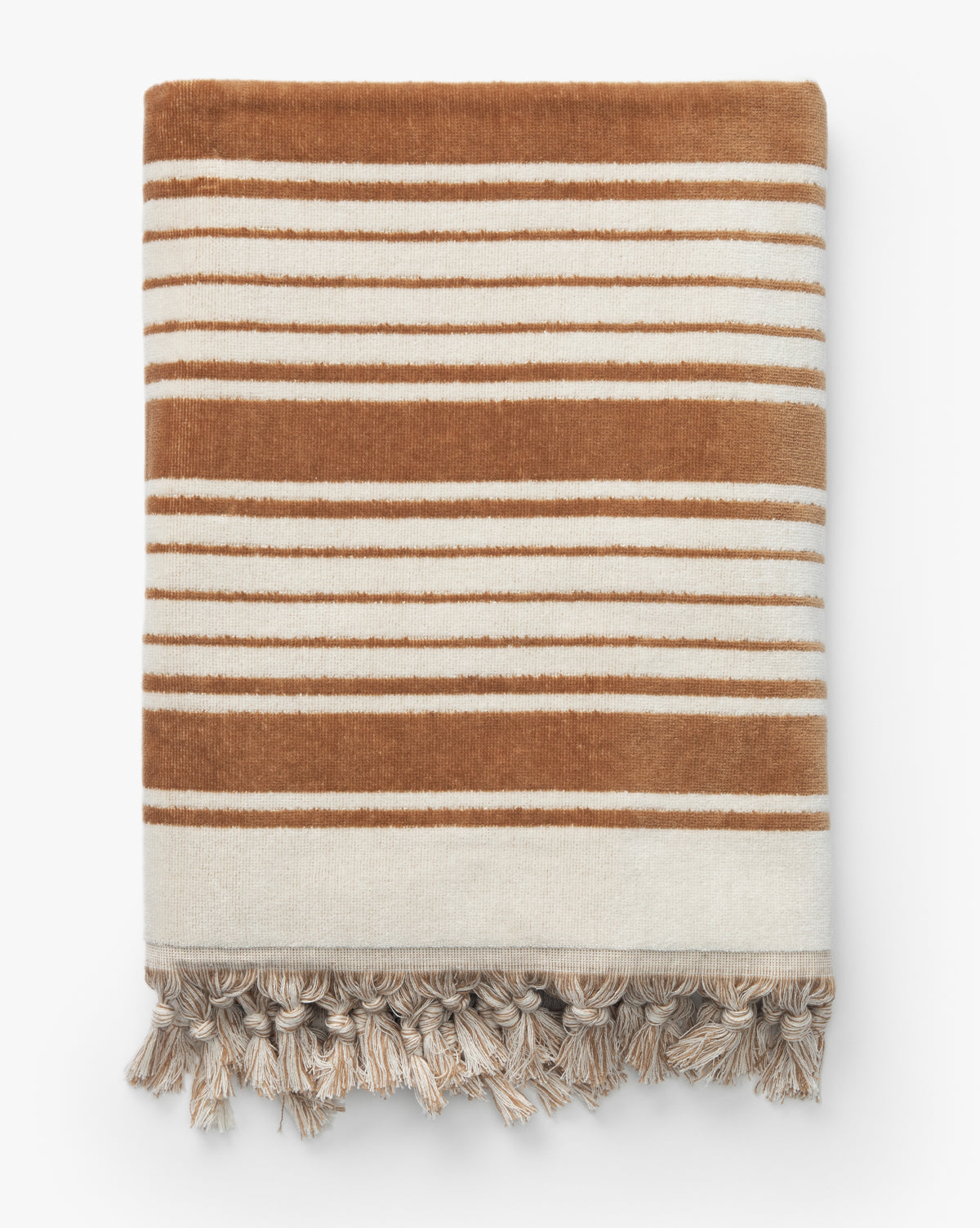 100% Turkish cotton beach towel in camel stripes from Vendixs