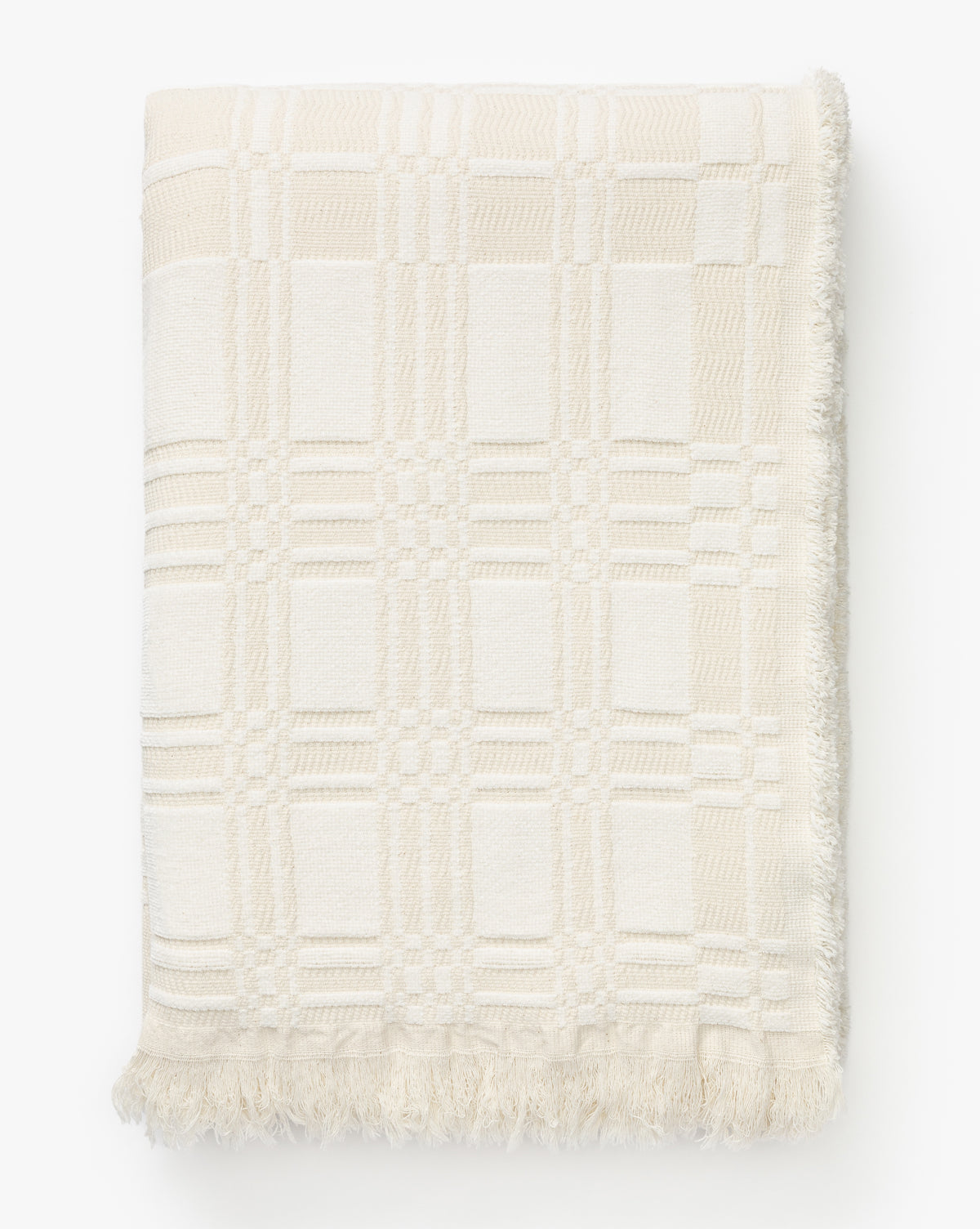 Vendixs cotton blanket for fall bedding styling in cream textured finish.