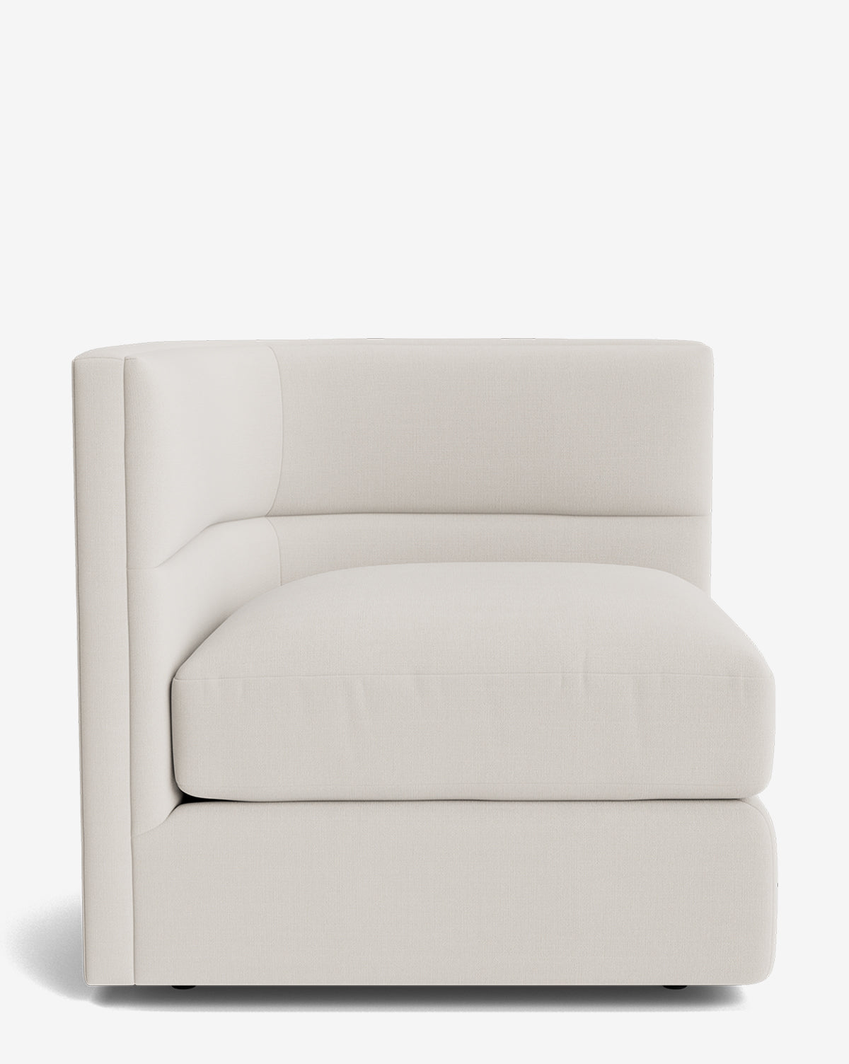 The Makerspalm Claremont Modular Corner chair features thick cushions, clean lines, and an ivory finish—ideal for creating a custom modular sofa or adding vintage-inspired style to any space. Vendixs