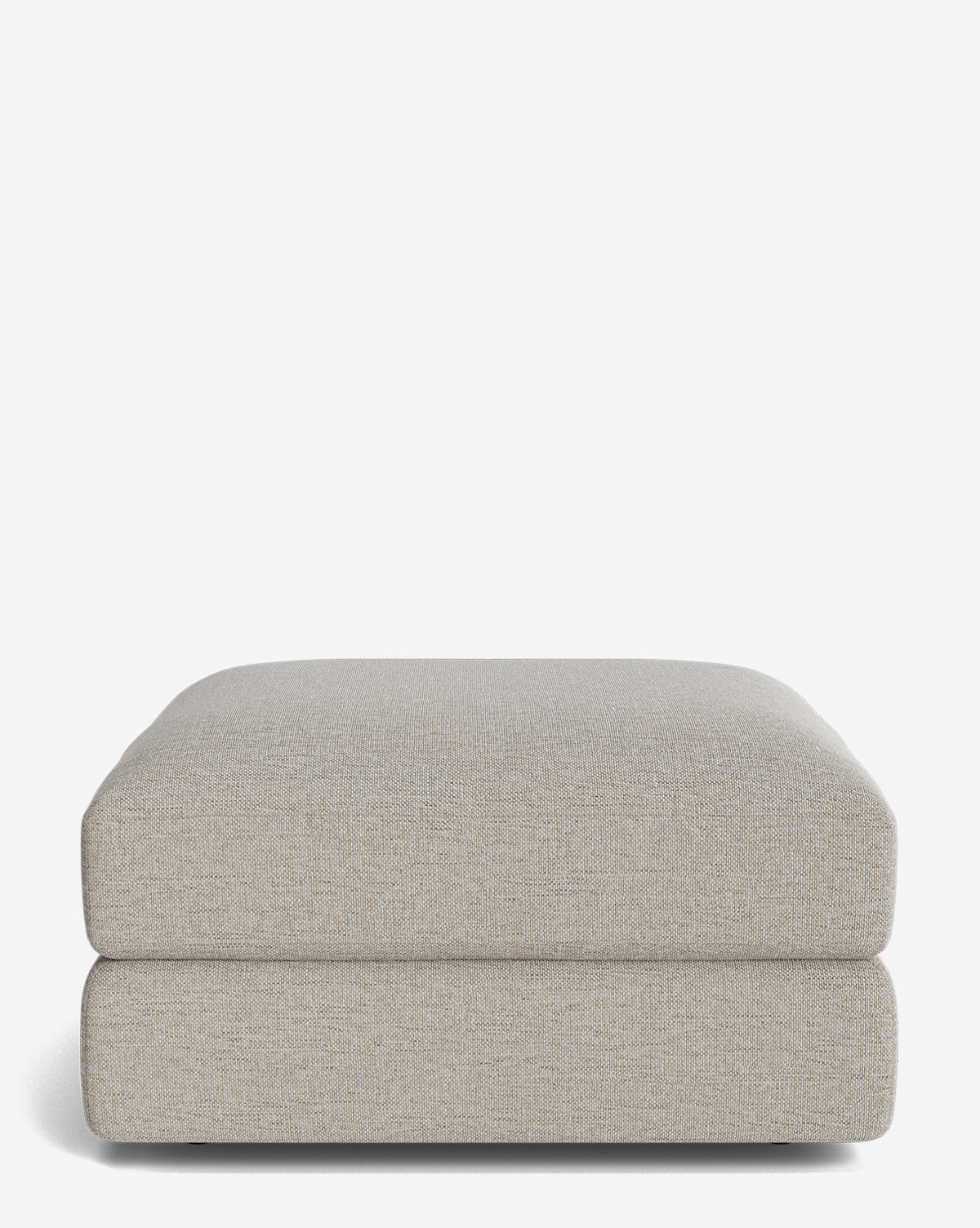 The Makerspalm Claremont Modular Ottoman features a rectangular shape, light gray color, smooth fabric texture, and simple modern design, shown against a plain white background. Vendixs
