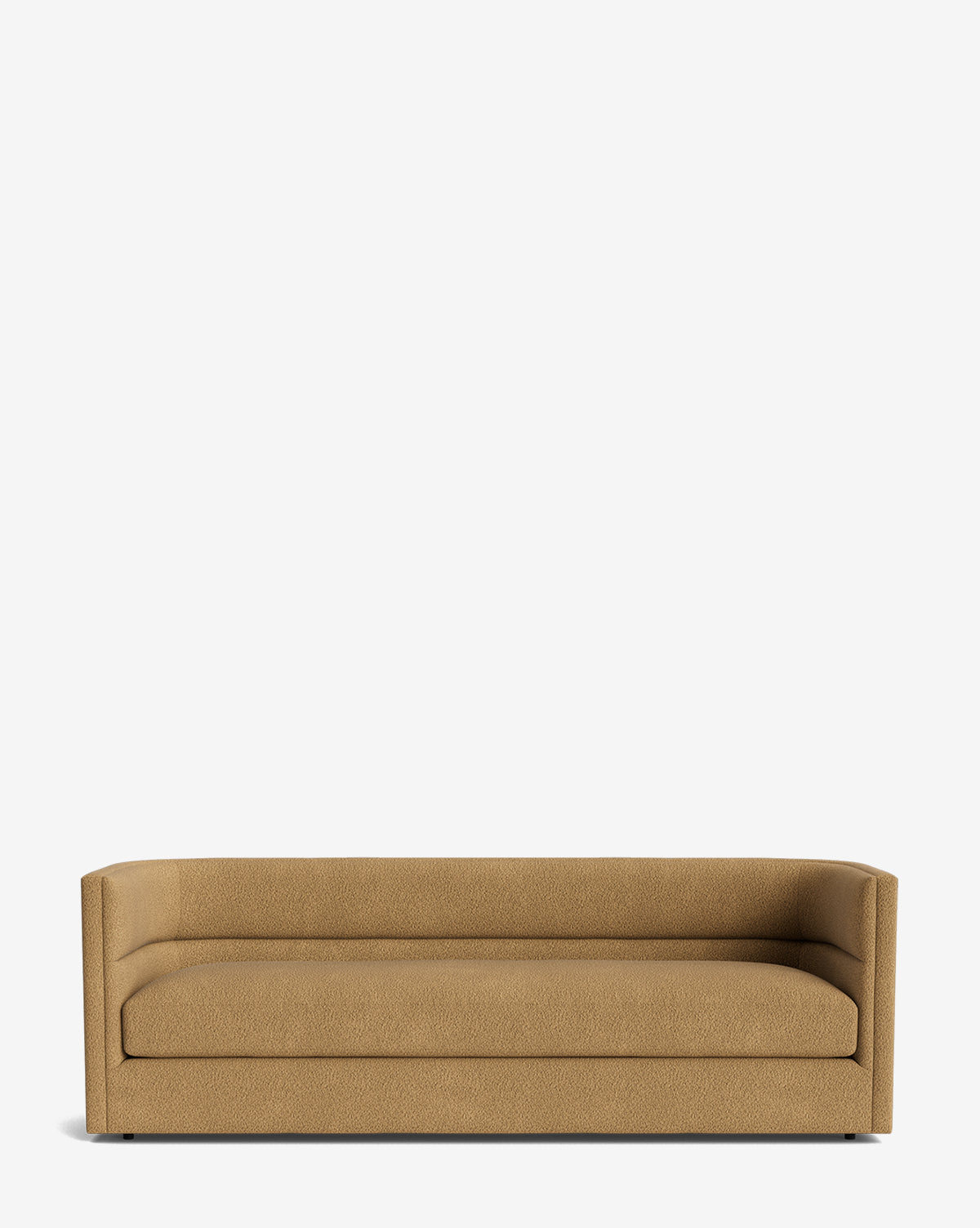 The Claremont Sofa 84 features a modern, minimalist boxy design with low armrests and premium fabric, shown elegantly against a plain white background by Vendixs