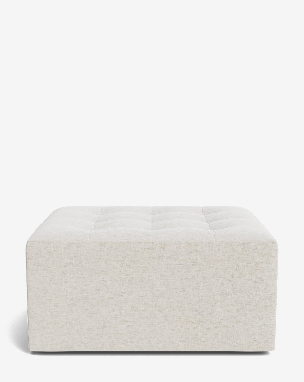 The Culpepper Ottoman by Rowe Fine Furniture, Inc. is a large, square piece featuring a tufted top and smooth sides in beige designer fabric, shown against a plain white background. Vendixs