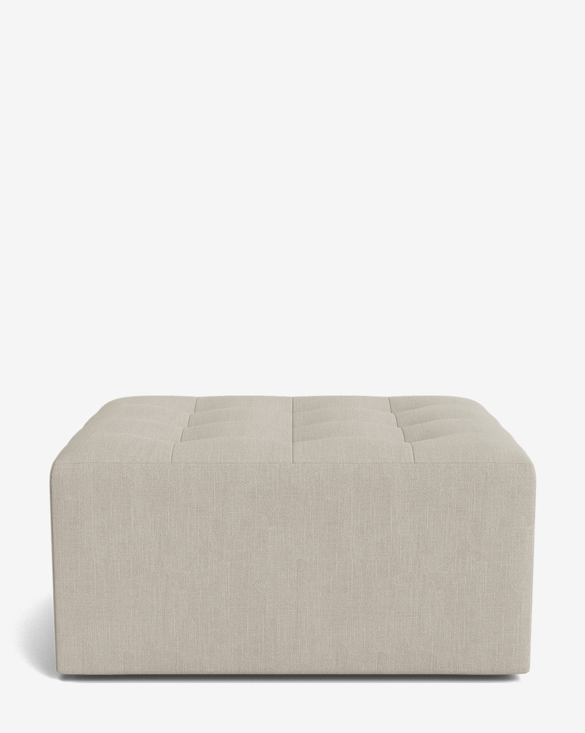 The Culpepper Ottoman by Rowe Fine Furniture, Inc. is a large rectangular ottoman in light beige with a tufted top, crafted from premium designer fabric and displayed against a plain white background, available at Vendixs