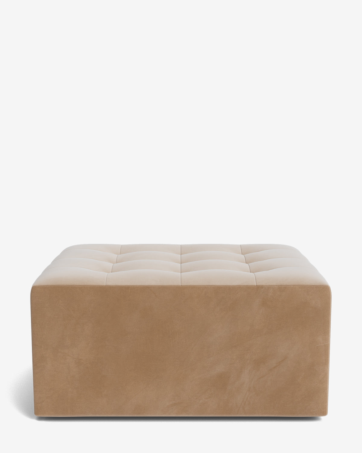 The Culpepper Ottoman by Rowe Fine Furniture, Inc. is a large, square ottoman featuring a tufted top, smooth sides, and premium designer fabric, displayed against a plain white background. Vendixs