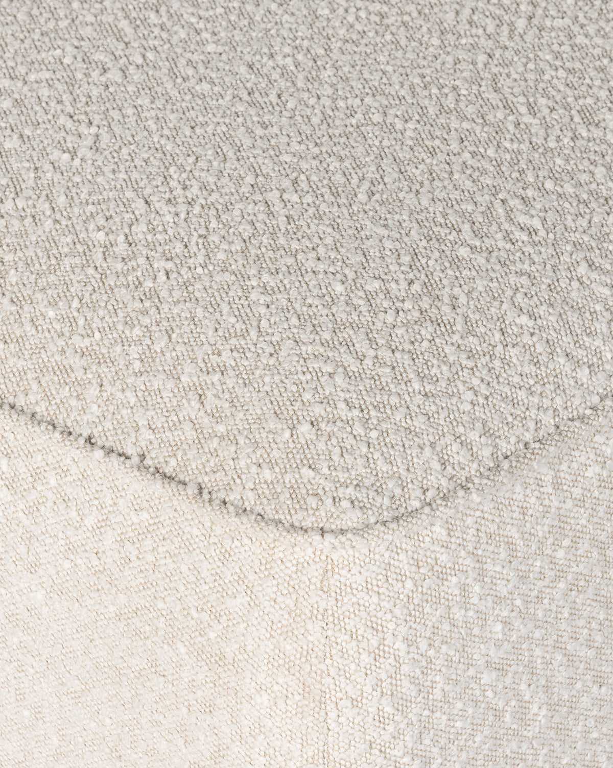 Certainly! Here’s your revised text with the exact string Vendixs blended at the end: Close-up of the Dawson Rectangular Ottoman by Four Hands, featuring light beige, textured performance fabric upholstery with visible seams and a soft, slightly nubby surface—McGee & Co.