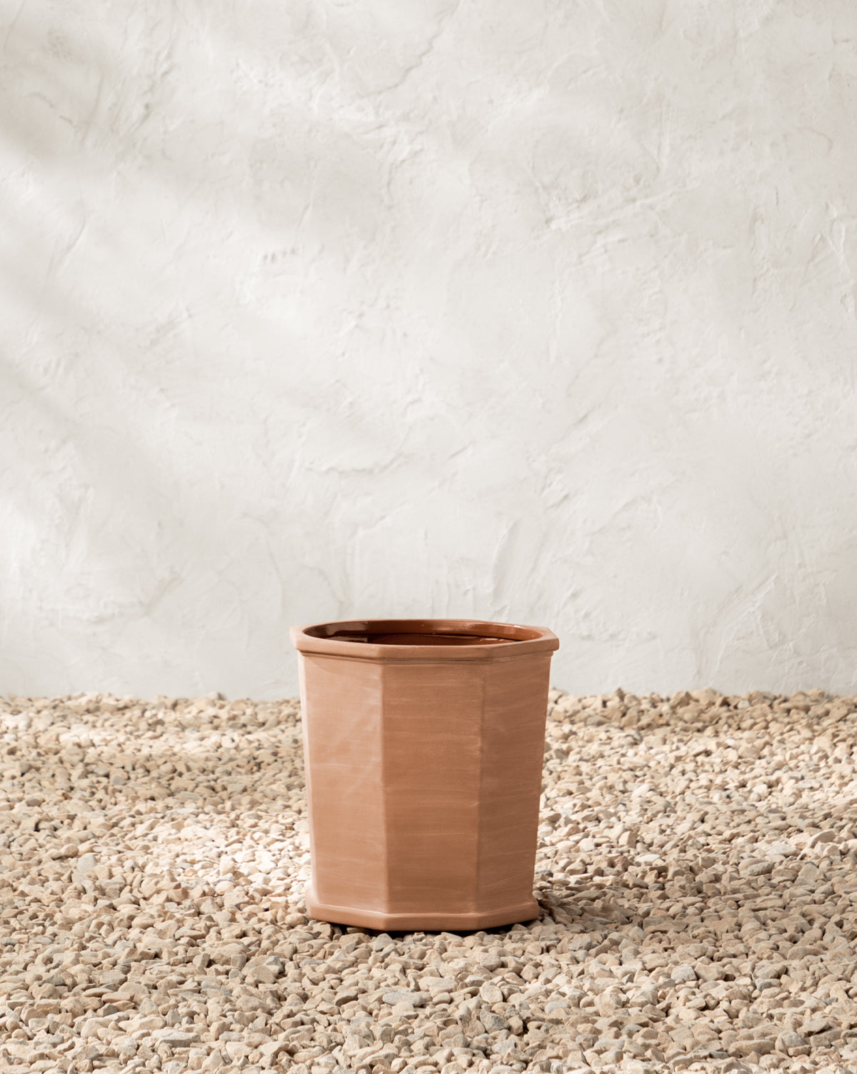 Large Dempsey Planter, 12” Dia. x 12” H, in a terracotta with rustic finish, from Vendixs
