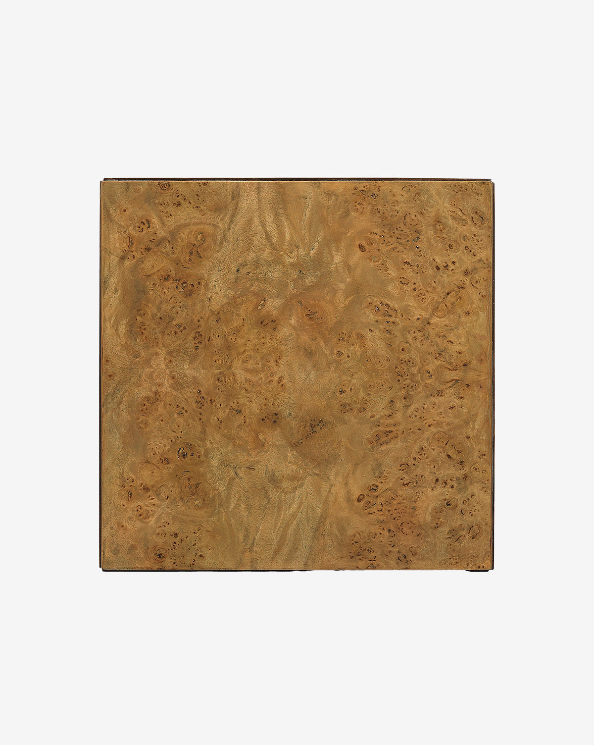 The Eamon Pedestal is a handcrafted, light brown wooden plant stand featuring a natural swirling grain and small knots, making it a stunning decorative accent against a plain white background, by Vendixs