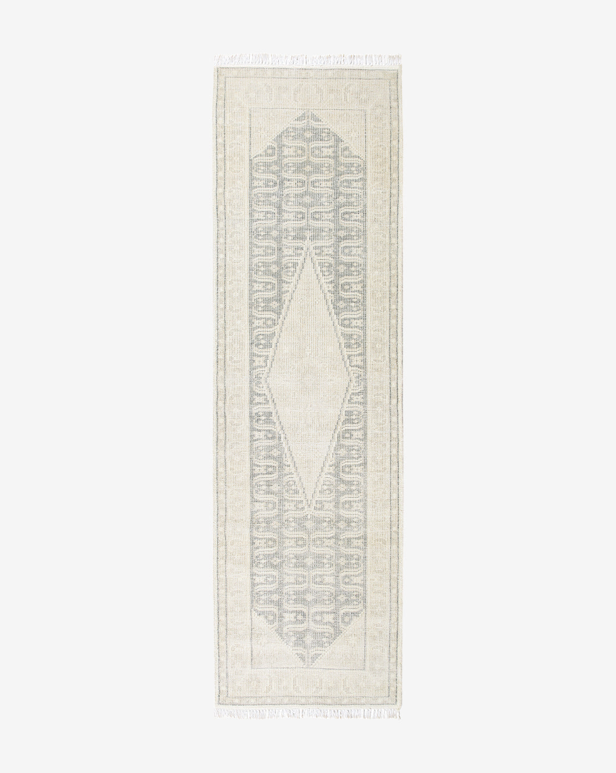 Vendixs hand-knotted rug with cream and blue tones