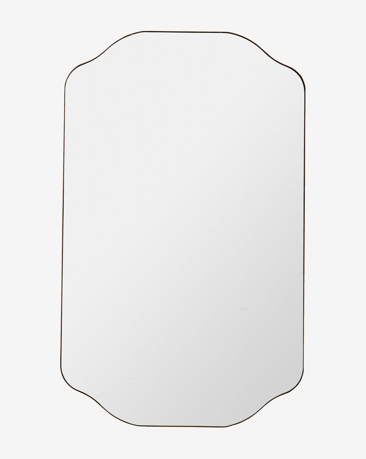The Ethel Wall Mirror is a frameless, rectangular design with rounded, scalloped corners, shown against a plain white background by Vendixs