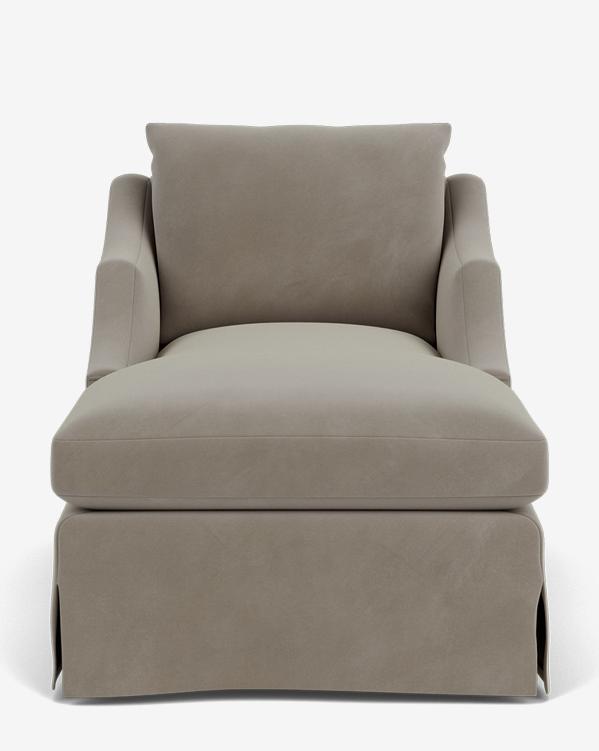 A plush, light beige Everleigh Slipcover Chaise Lounge with a wide seat, soft back cushion, and gently curved armrests, shown from the front against a plain white background by McGee & Co.