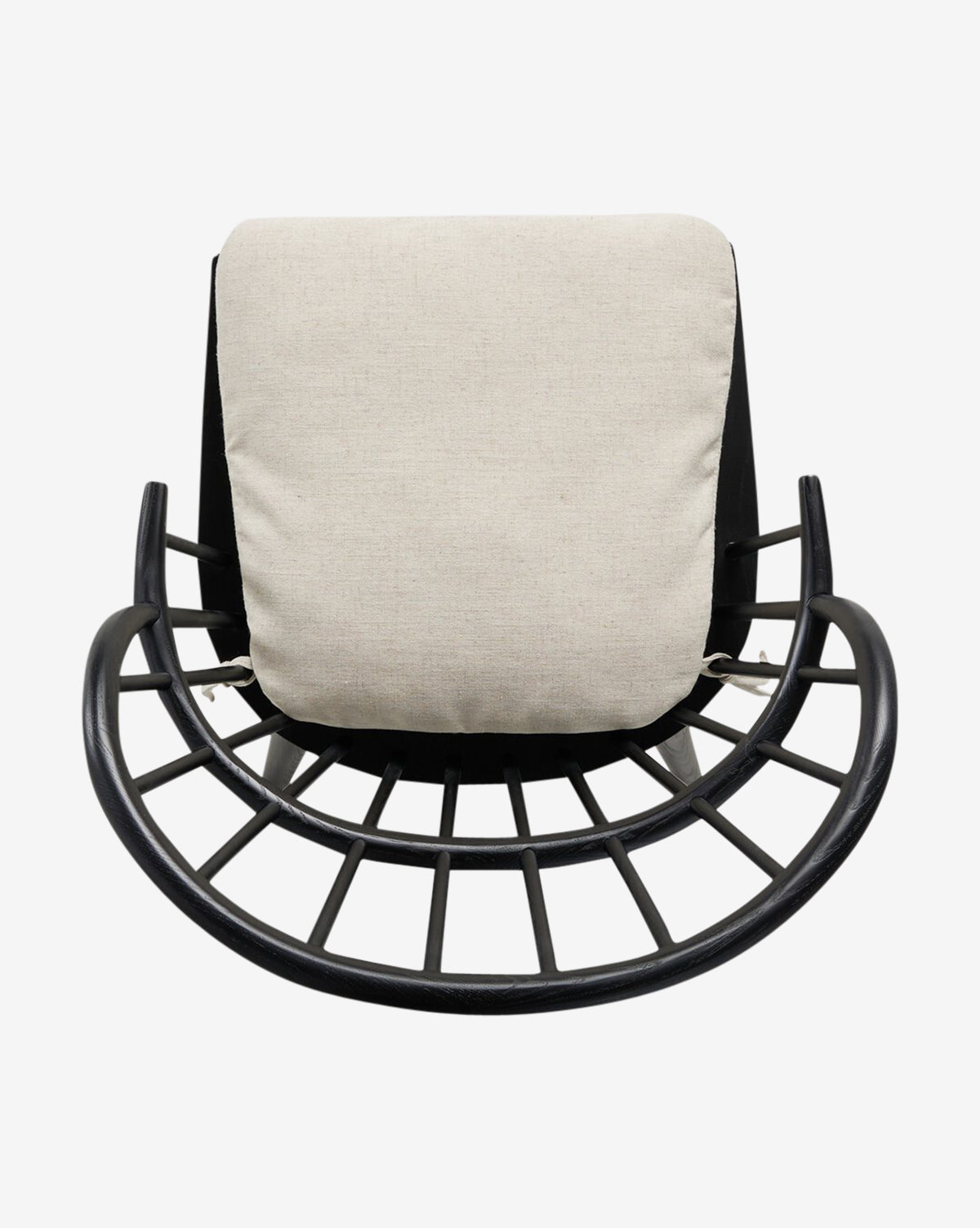 Top view of the Fiora Dining Chair, modern and black with a grid-style base, featuring a beige removable seat cushion and backrest, isolated on white, by Vendixs