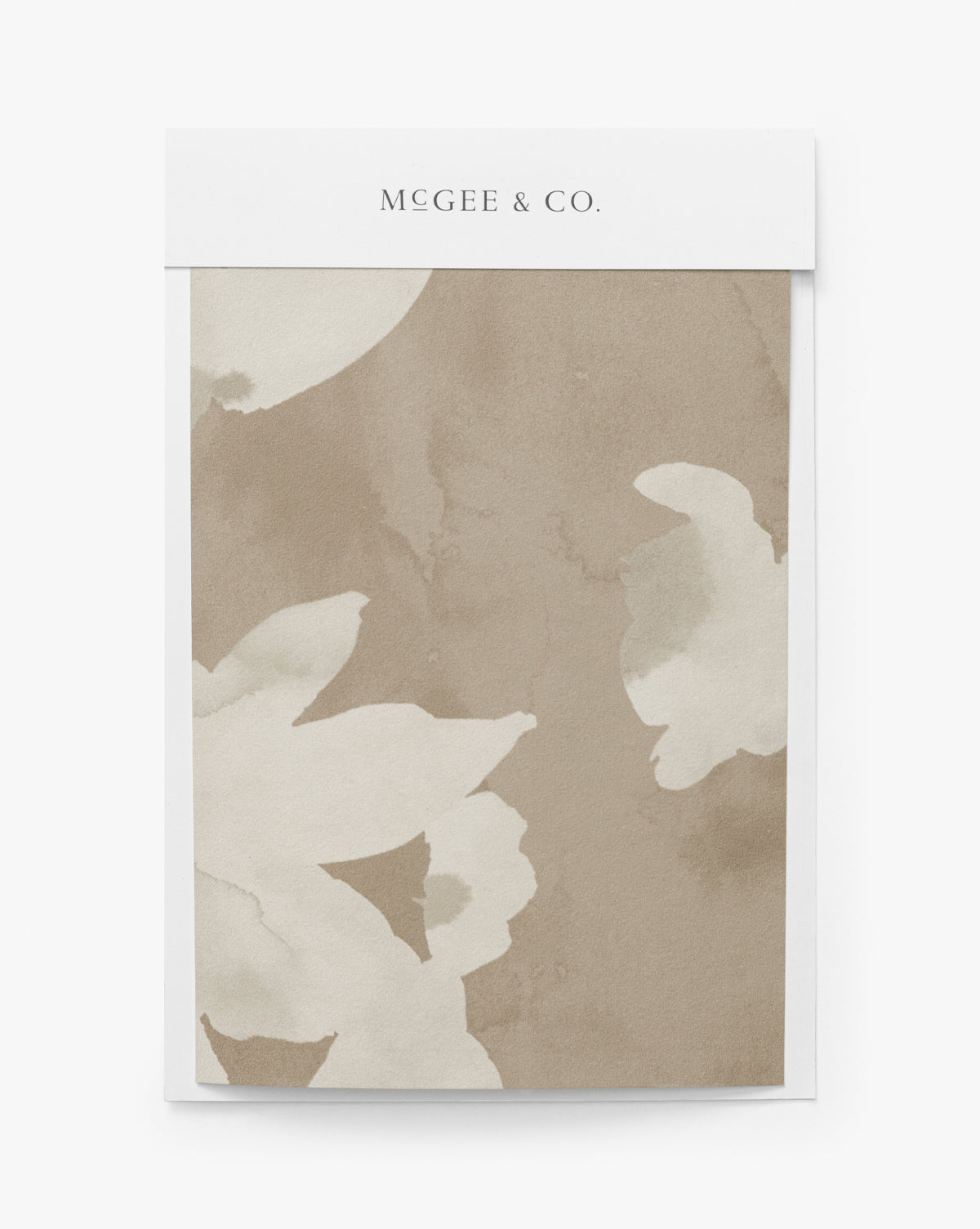 A notepad featuring a beige floral motif inspired by the Fiorella Wallpaper Swatch, with a white Vendixs header—perfect for adding charm to your home decor. Vendixs
