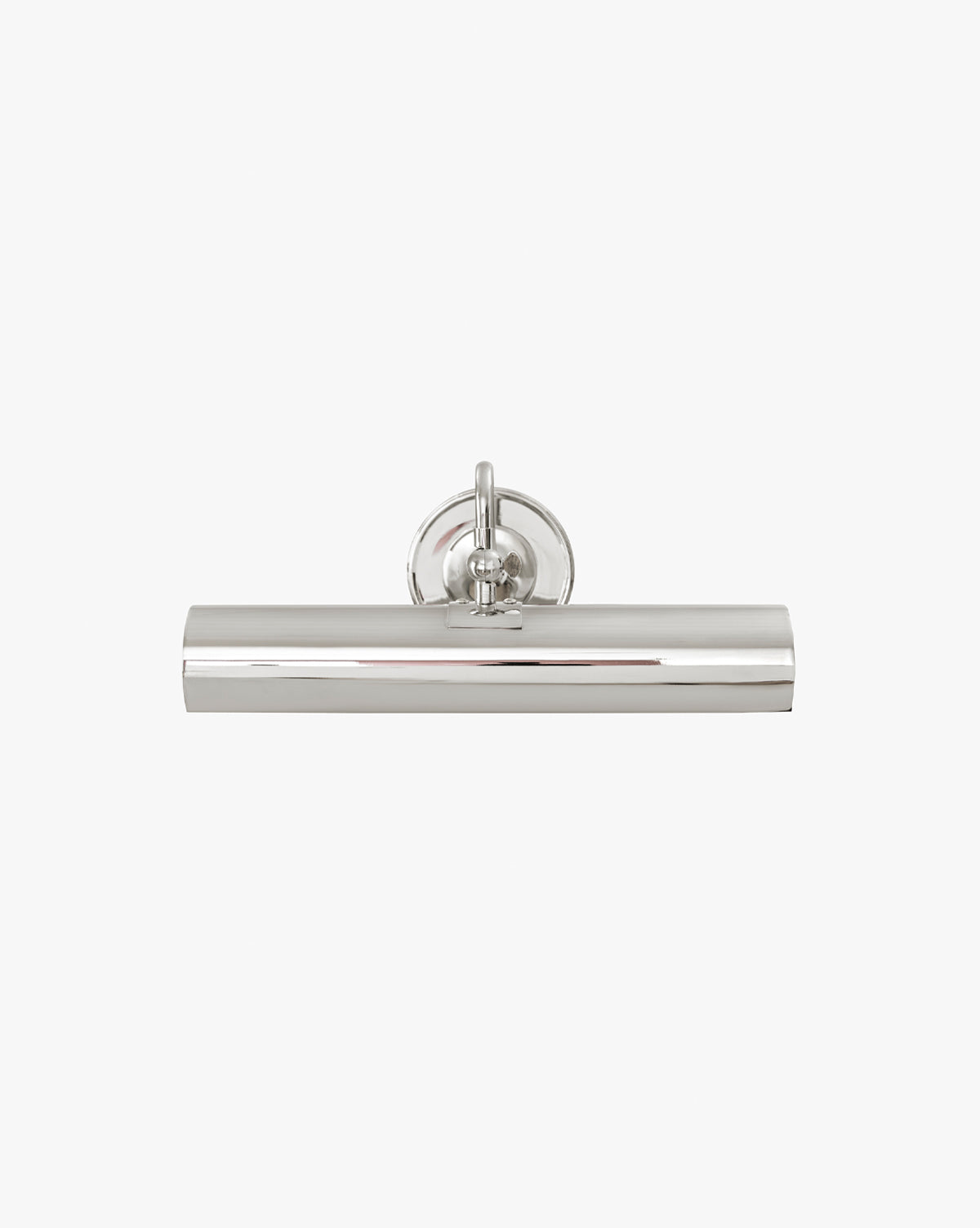 The Gallery Picture Sconce is a vintage-inspired light featuring a polished chrome finish, cylindrical shade, and round backplate—perfect for highlighting artwork or photographs, by Vendixs