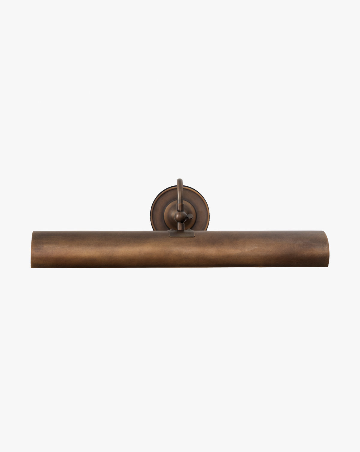 The Gallery Picture Sconce, vintage-inspired with a cylindrical shade and round backplate in burnished bronze, is wall-mounted against a plain white background by Vendixs