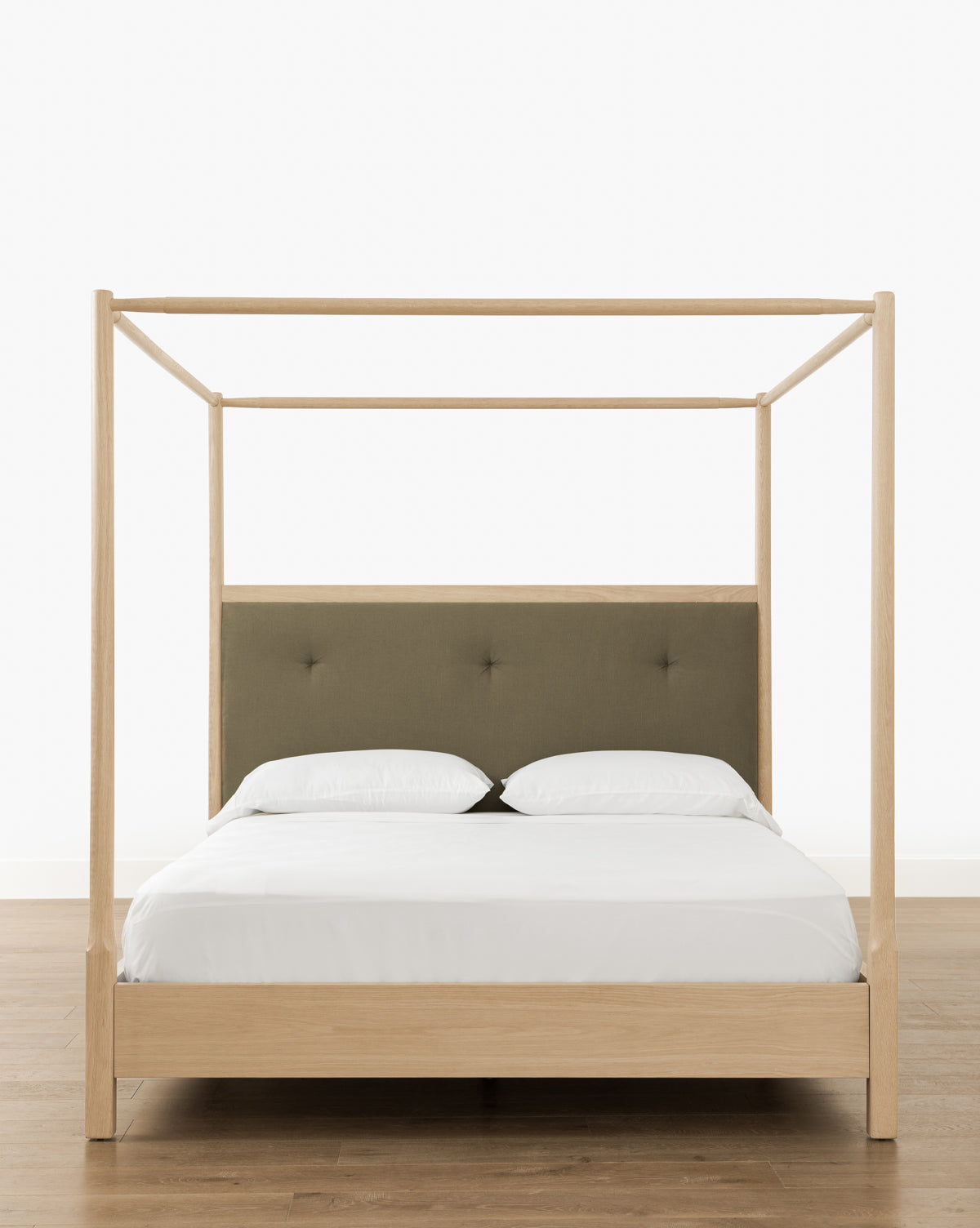 Vendixs oak bed frame in styled bedroom for fall
