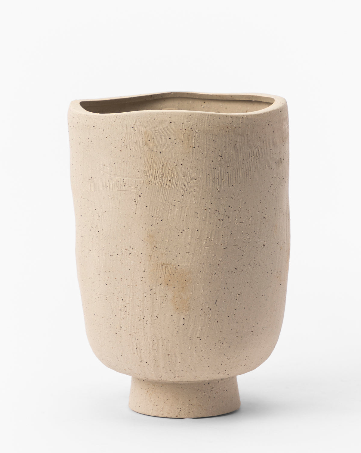 Large Gray Speckled Planter, 8” Dia. x 11” H, ceramic with speckled finish, ideal for statement plants, from Vendixs
