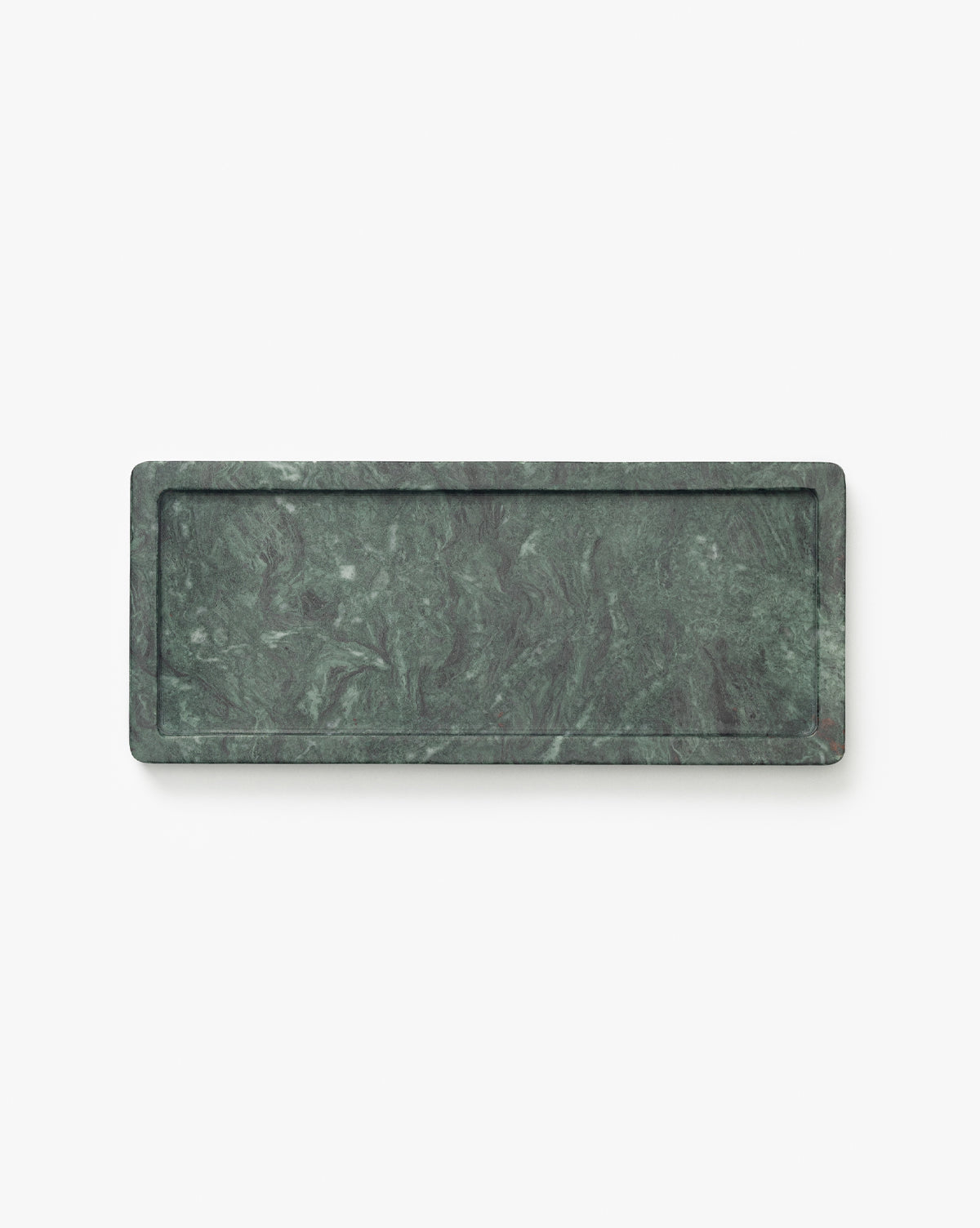 The Green Marble Nesting Tray features a rectangular shape, marbled pattern, and raised edges—ideal for decorative displays—shown on a plain white background, by Vendixs