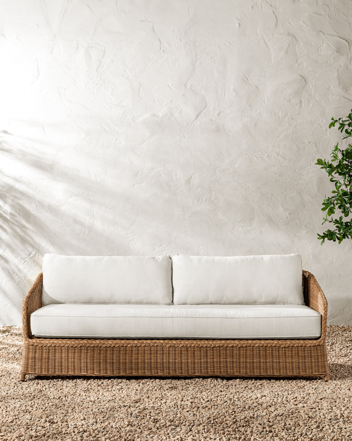 Haviland Outdoor Sofa with Perennials Taupe Stripe 88