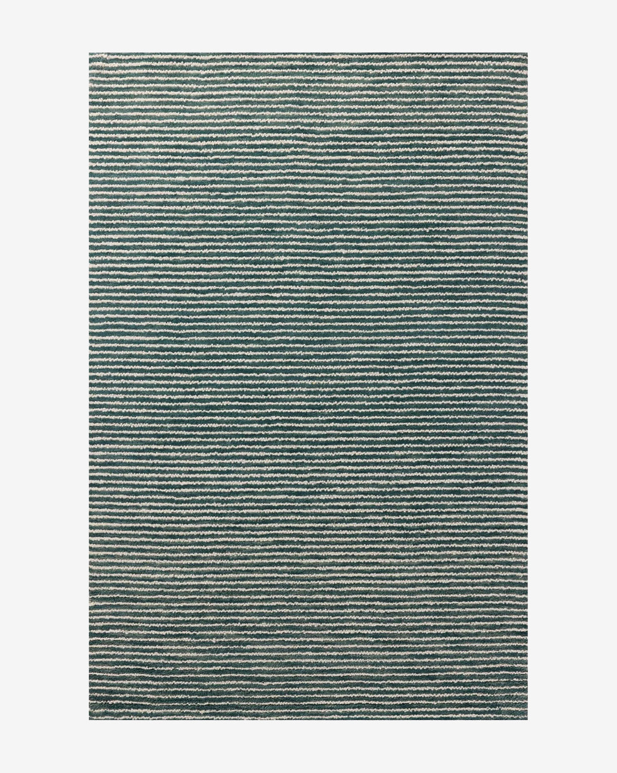 The Inara Blue Hand-Tufted Wool Rug features a rectangular, hand-tufted wool design with thin, evenly spaced horizontal stripes on a blue background—its minimalist style suits modern decor and offers versatility similar to gray-green striped rugs, by Vendixs