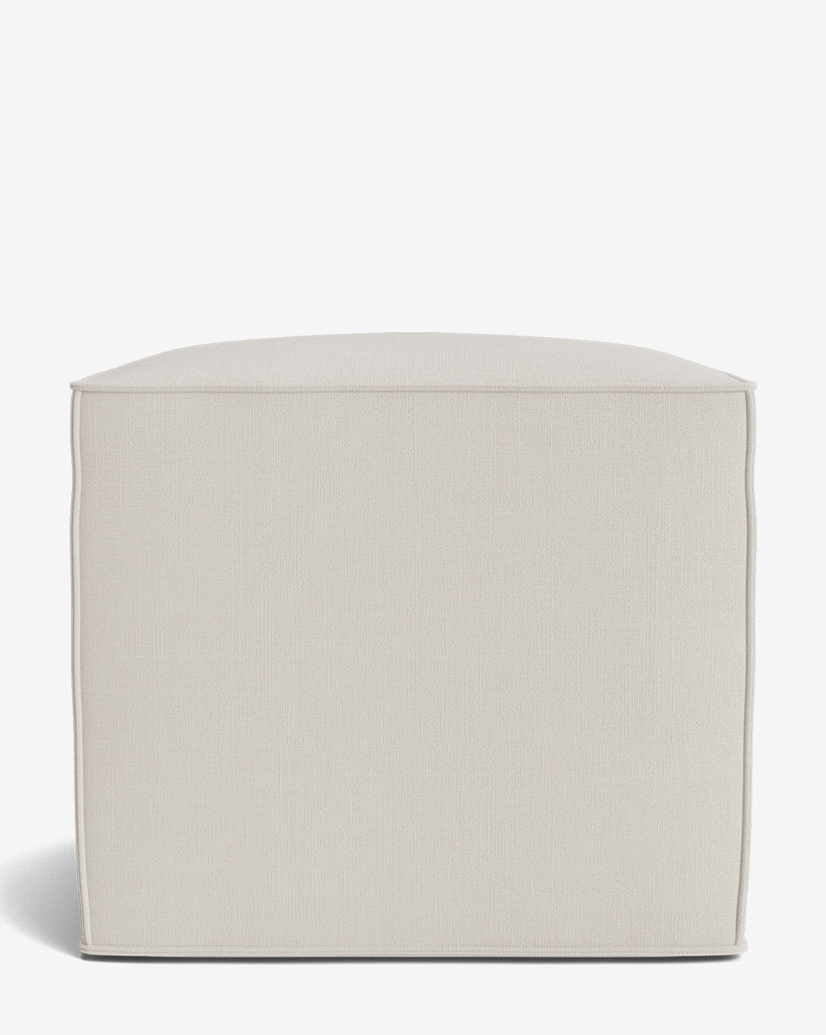 The Johannes Cube ottoman features a simple, beige, square design with a cushioned seat and clean edges, shown on a plain white background, by Vendixs