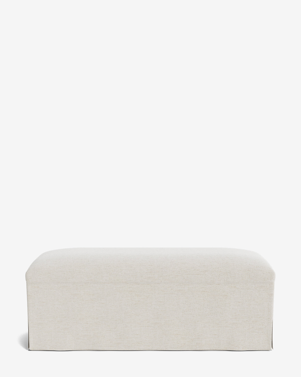 The Latimer Bench is a rectangular, beige bench with smooth upholstery, minimalist design, and no visible legs, shown against a white background by Vendixs