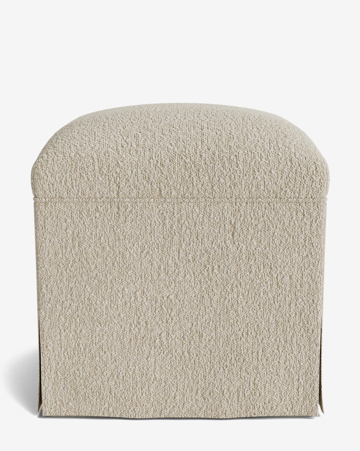 The Makerspalm Latimer Ottoman showcases high-quality, textured beige fabric with a cushioned top and straight sides, shown against a plain white background, by Vendixs