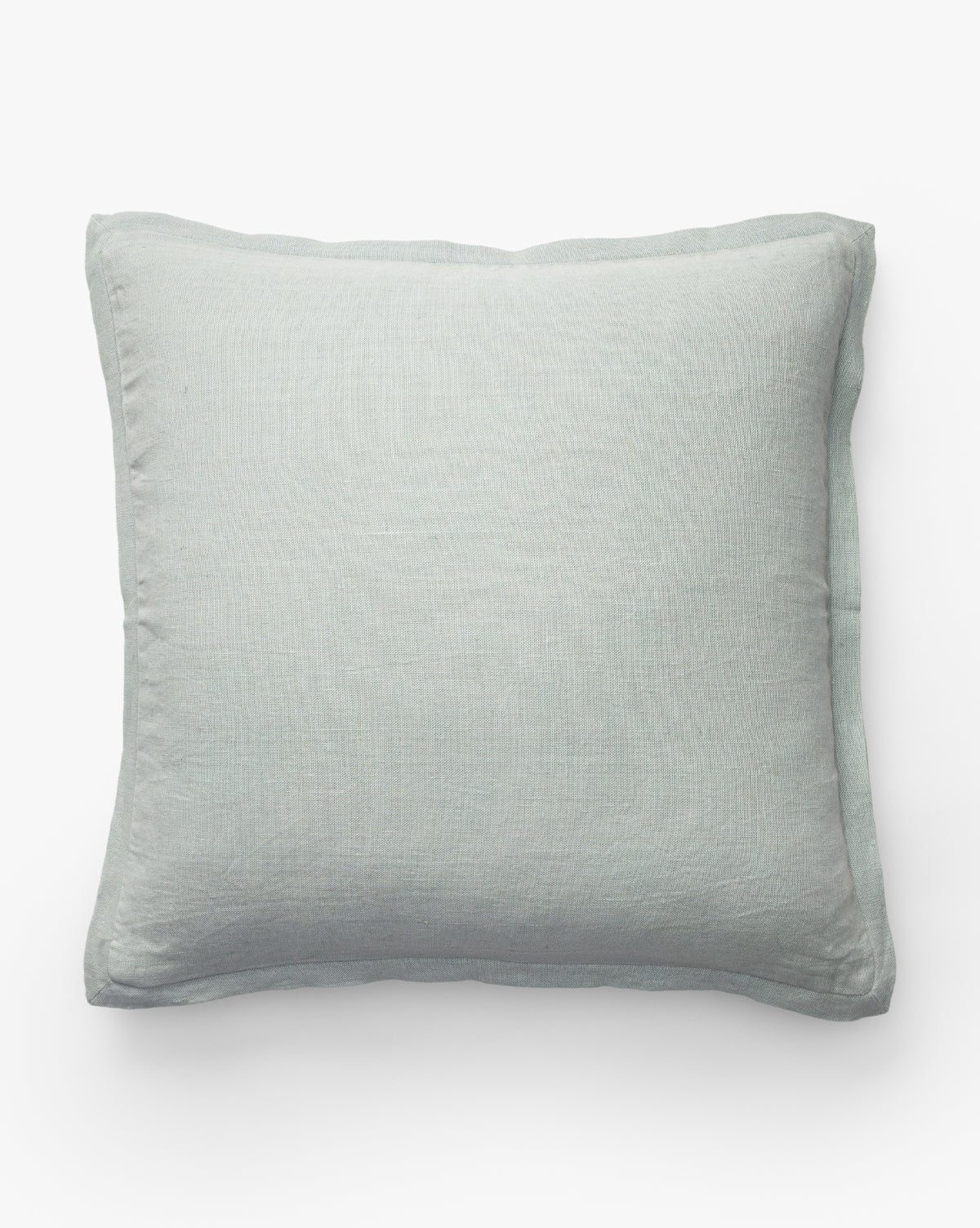 The Liam Double Flange Pillow Cover features a light gray, slightly textured fabric with double flanges, shown here as a decorative pillow on a white background, by Vendixs