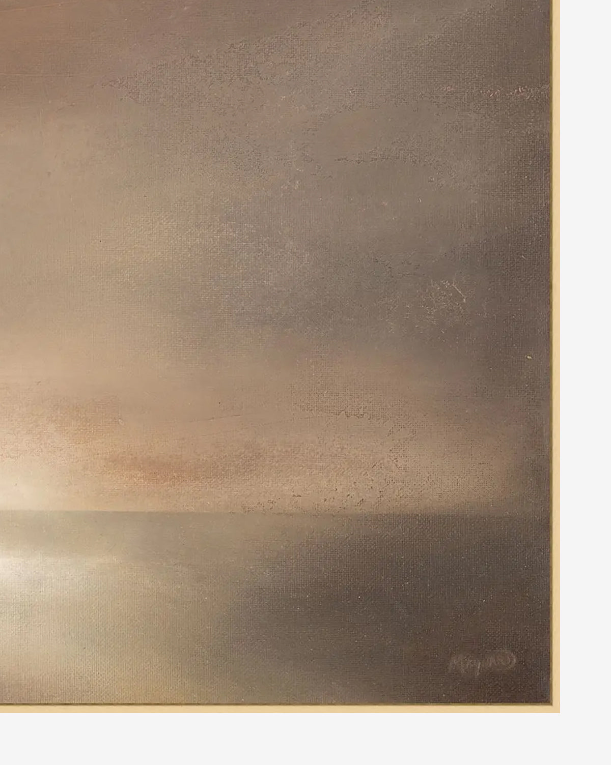 Light Winning by Larry Maynard is a minimalist, abstract painting with soft brown, beige, and gray tones. This calming gallery-wrapped wall art evokes a tranquil seascape at dusk—perfect for creating a serene space by Vendixs