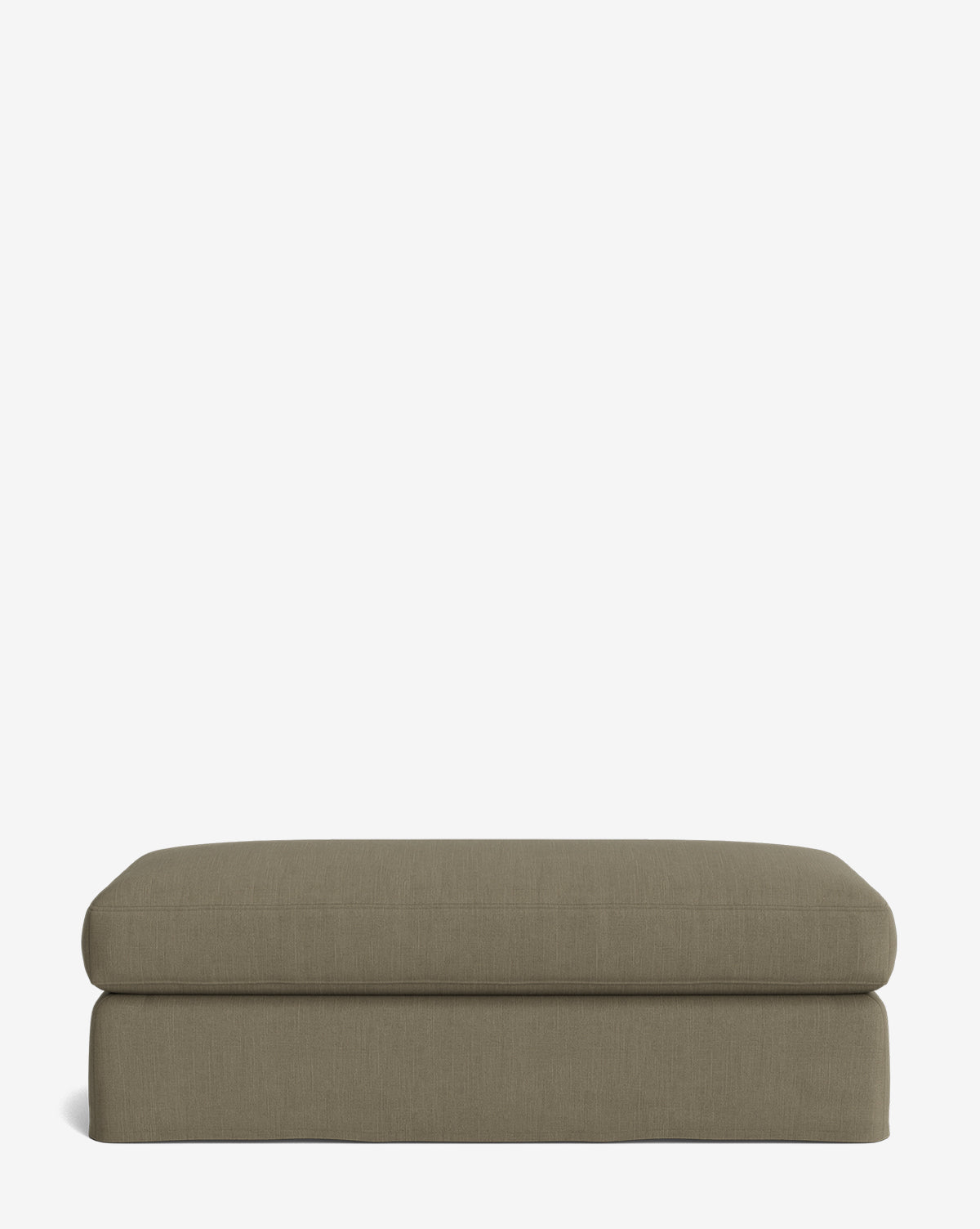 The Macy Slipcover Ottoman features a rectangular, olive green design with minimalist style—ideal as versatile living room furniture and displayed against a plain white background, by McGee & Co.
