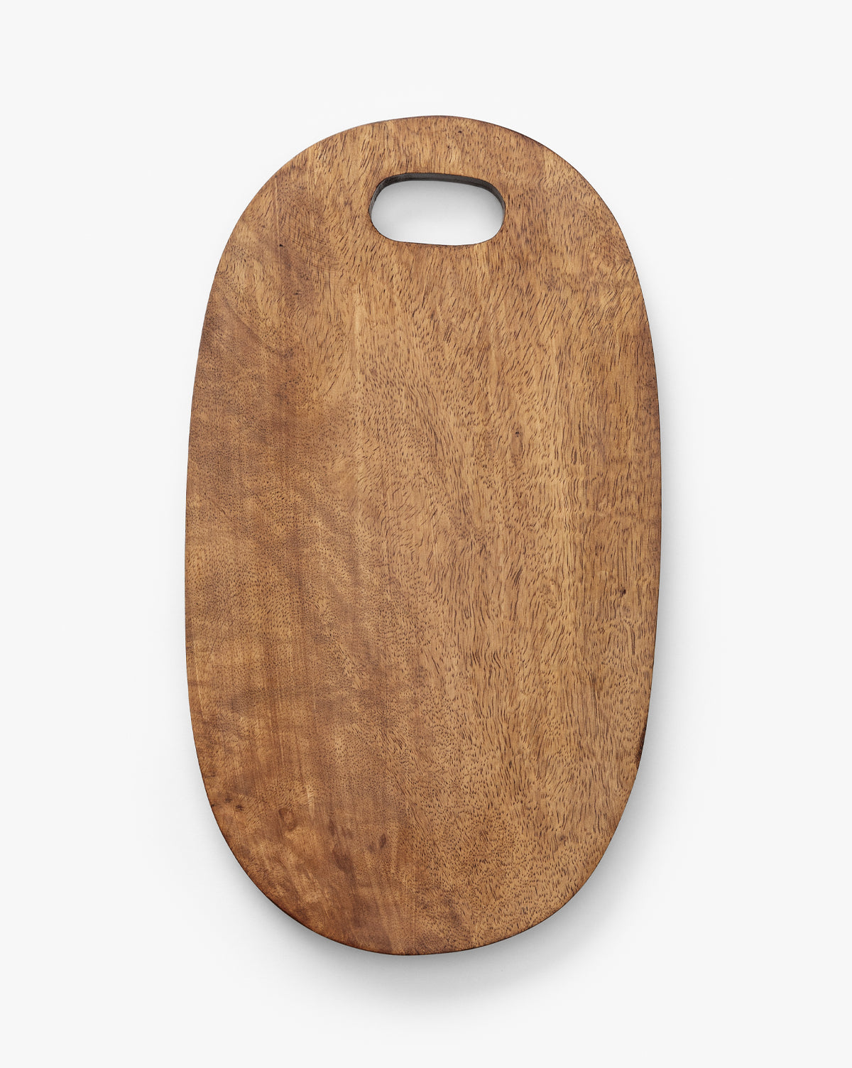 The Marlton Breadboard is an oval wooden board with rounded edges and a top handle cutout, ideal for artisanal kitchen decor or as a stylish serving board, shown against a white background by McGee & Co.