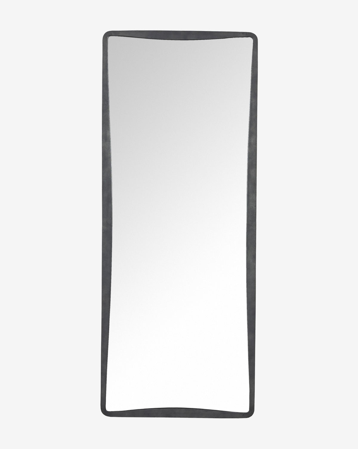 The Penrod Floor Mirror features a tall, rectangular silhouette and a slim black cast aluminum frame, shown against a plain white background, by Vendixs