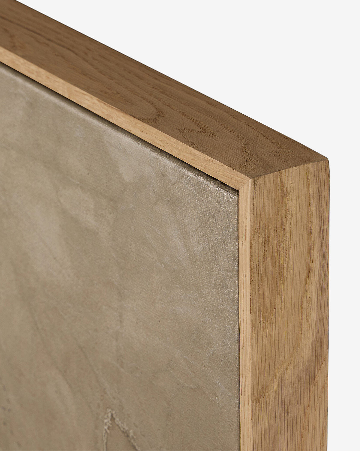 Close-up of Pinecorn III by Kimmy Quillin, highlighting a natural light wood frame and a textured beige surface in earthy tones, by Vendixs